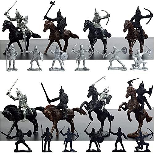 Kangkang Army Toys, Army Men Toys for Boys,Medieval Knight Military Toys 28 Pieces of Warrior Horse Toy Soldier Models are Suitable for Learning Historical Warfare, Role-Playing and Giving Creative Gifts