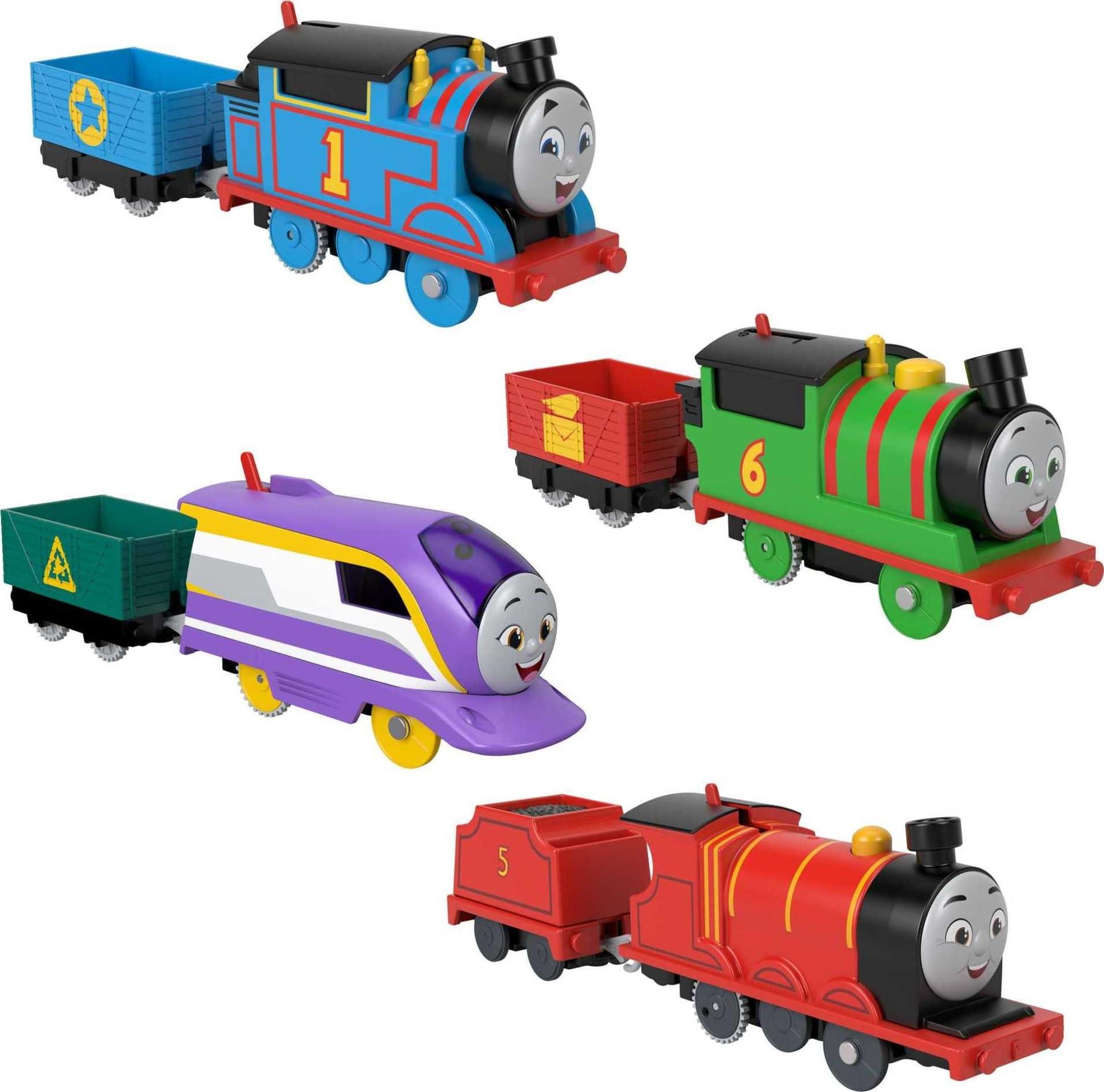 Thomas & Friends Thomas & Friends Motorized Toy Trains Set of 4 Engines, Thomas Percy Kana & James for Preschool Pretend Play Kids Ages 3+ Years