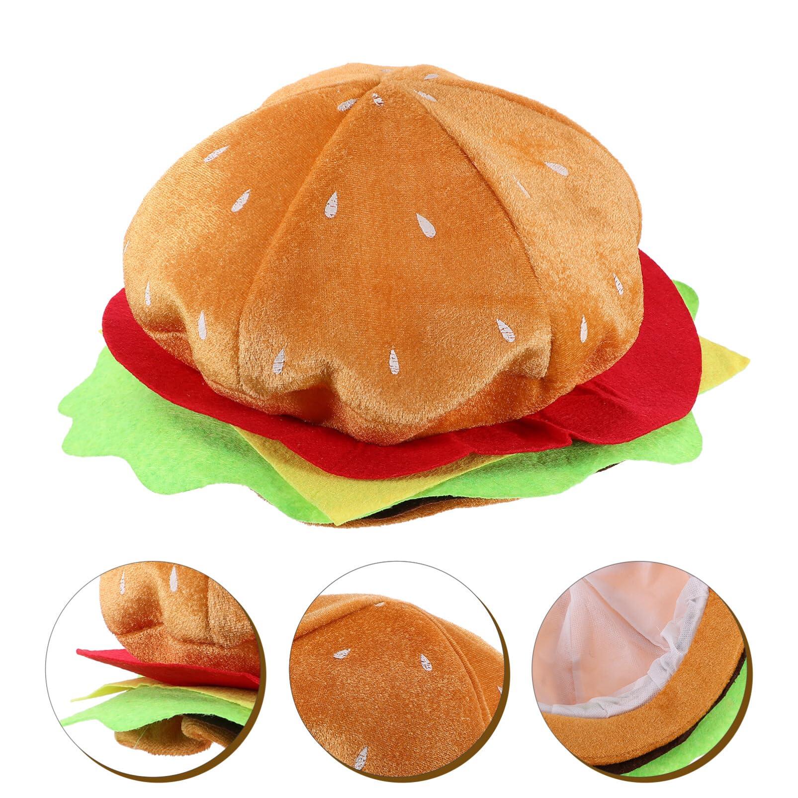 STOBAZA STOBAZA Funny Hamburger Hat, Food Cheeseburger Headgear Hat for Funny Party Hat Soft Plush Burger Hat, Crazy Silly Costume Hat Headwear for Halloween Party Role Play Dress Up, One Size Fits