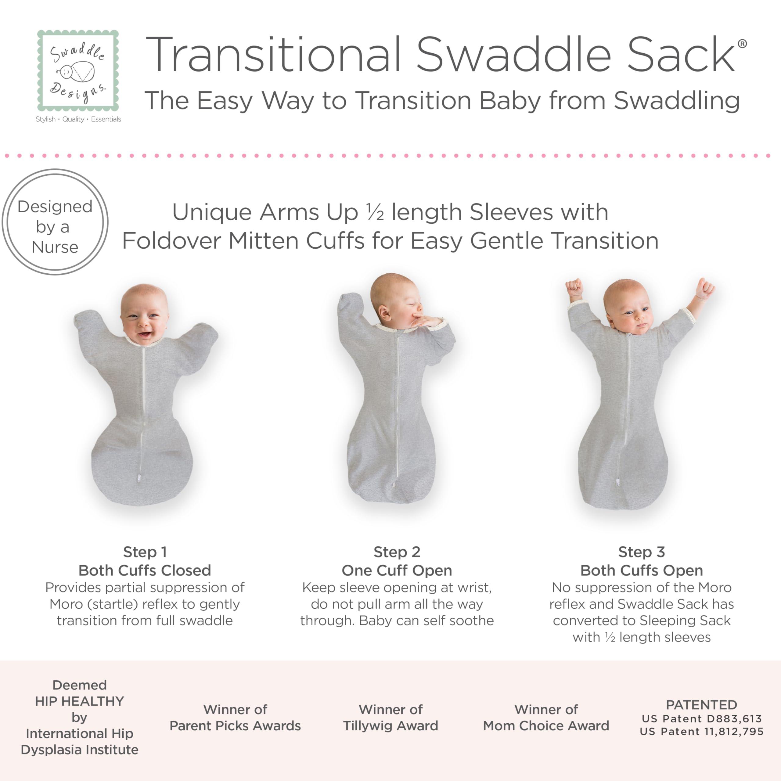 SwaddleDesigns SwaddleDesigns Baby Sleep Sack Set, Gray Stripes and Jade, 3-6 Mo Transitional Swaddle Sack with Arms Up Half-Length Sleeves & Mitten Cuffs and 0-6 Mo Cotton Muslin Sleep Sack with 2-Way Zipper