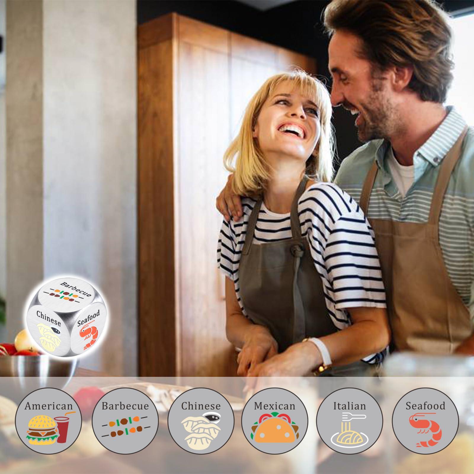 FANICE EOS Valentines Day Gifts for Her Him One Year Anniversary Food Dice for Couple Boyfriend Girlfriend Christmas Birthday Gifts for Men Women 11 Years Anniversary Steel Gift Date Night Ideas for Wife Husband