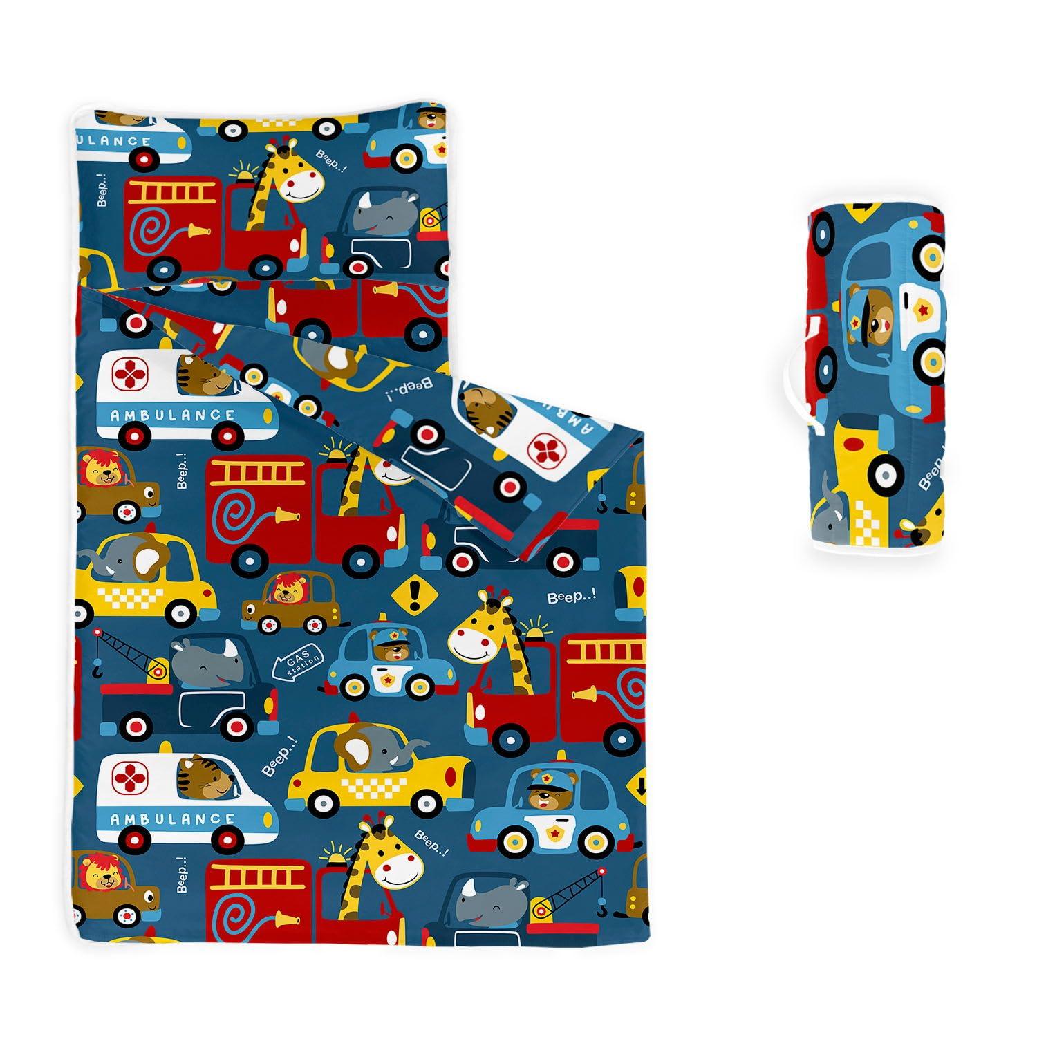 Datura home Datura home Nap Mat -Animal Cars Sleeping Bag with Removable Pillow - Daycare and Sleepovers Preschool Kindergarten Bedding Set for Kids Toddler Boys Girls(Animal Large)