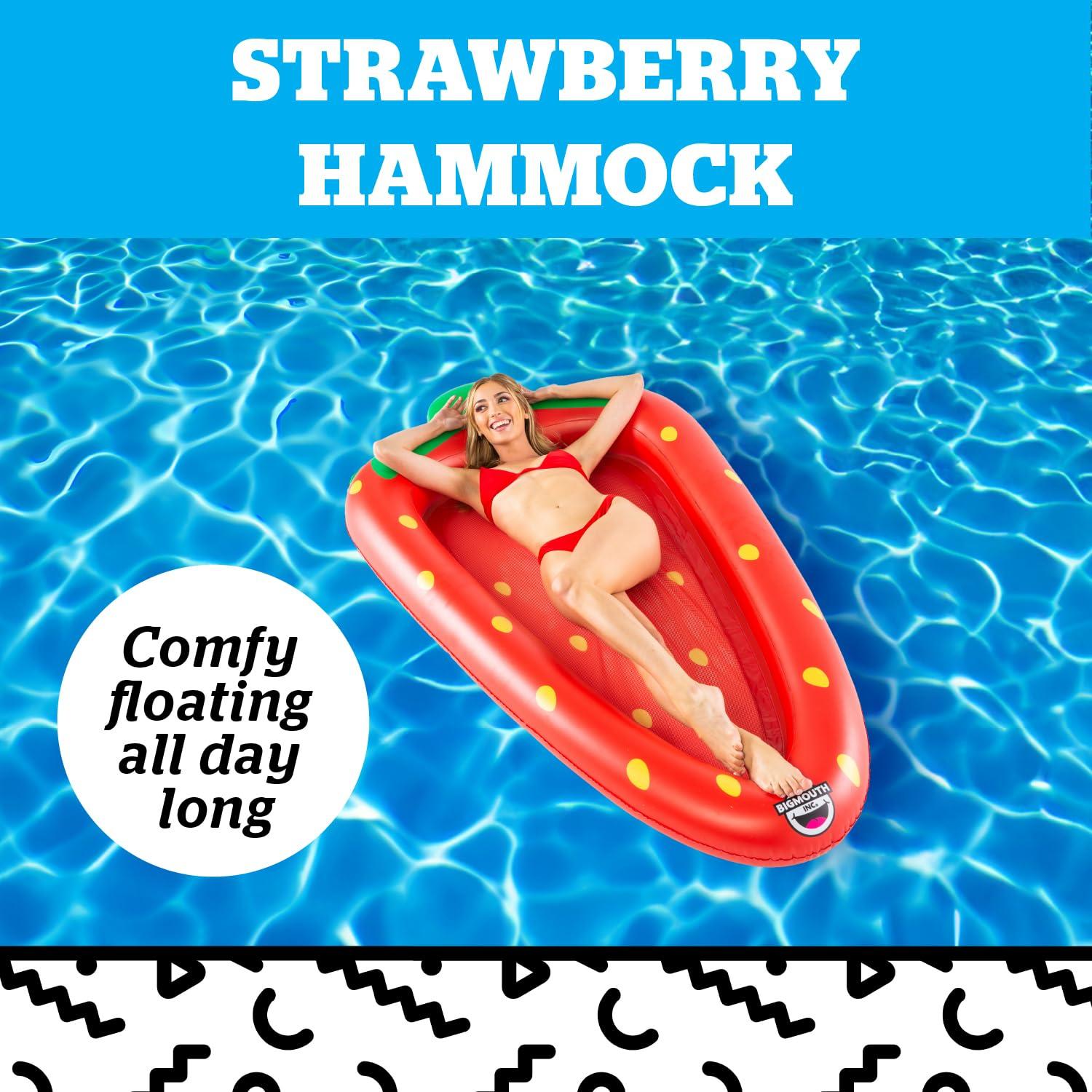 BigMouth BigMouth Inc. Large Funny Inflatable Raft, Guarded Sides & Headrest, 6 ft Long Heavy Duty Pool Float - Strawberry