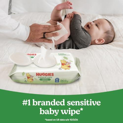 HUGGIES Huggies Natural Care Sensitive Baby Wipes, Unscented, Hypoallergenic, 6 Flip-Top Packs (288 Wipes Total)