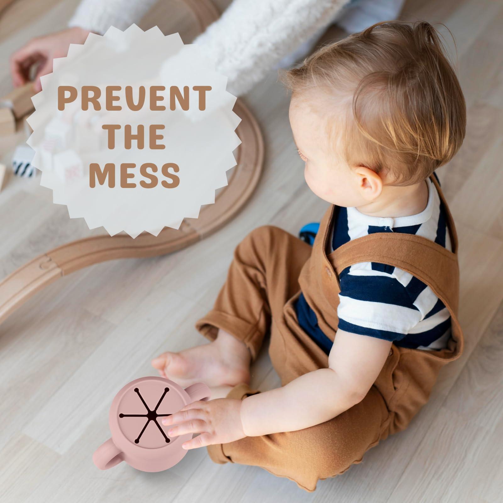 Mintlyfe Mintlyfe Snack Containers, Silicone Snack Cups for 6-12 Months Toddlers - Pack of 2 Food Grade Silicone Snack Cups with Grip Handle for Baby Led Weaning, Unbreakable (Blush/Mauve)