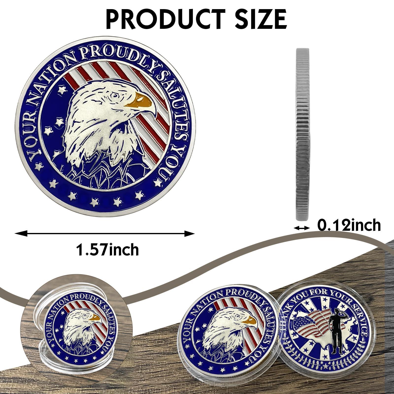 ERYIWBERIT 10Pcs Military Veterans Challenge Coins Set Thank You for Your Service Coin Military Gifts for Men Women Army Commemorative Coin Veterans Day Gifts
