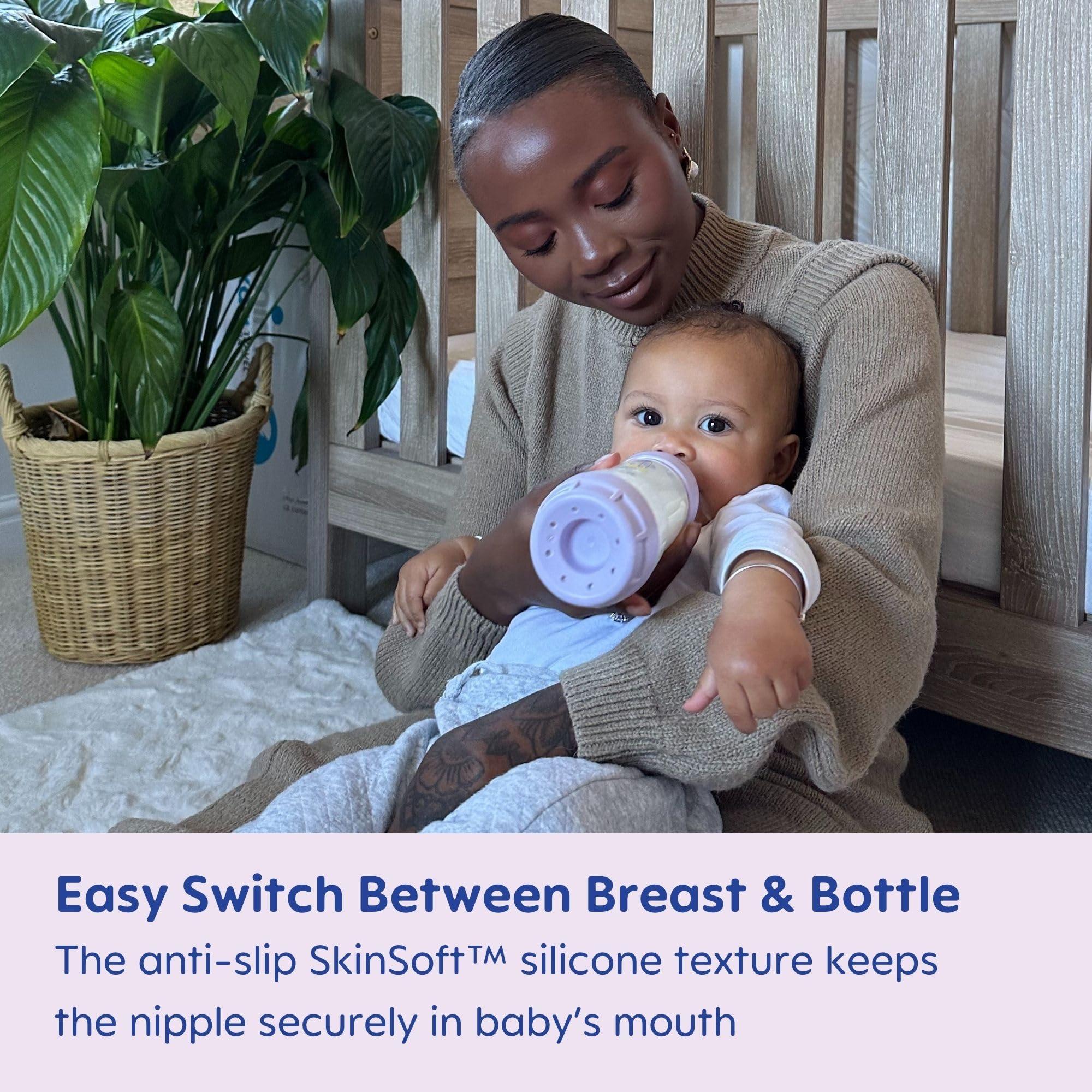 MAM MAM Easy Start Anti-Colic Baby Bottle, Fast Flow, Breastfeeding-Like Silicone Nipple Bottle, Reduces Colic, Gas, & Reflux, Easy-to-Clean, BPA-Free, Vented Baby Bottles for Newborns, 4 Plus Months