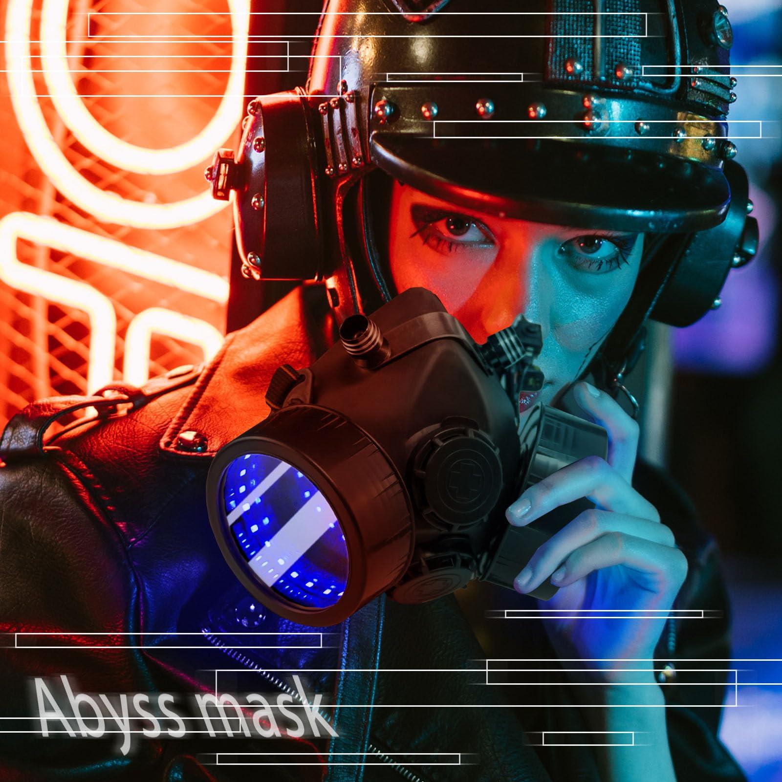 foymi foymi Cyberpunk Mask, Half Face Mask with Infinity Mirror Light, Techwear Mask, Halloween Cosplay Costume Mask (Style-A)