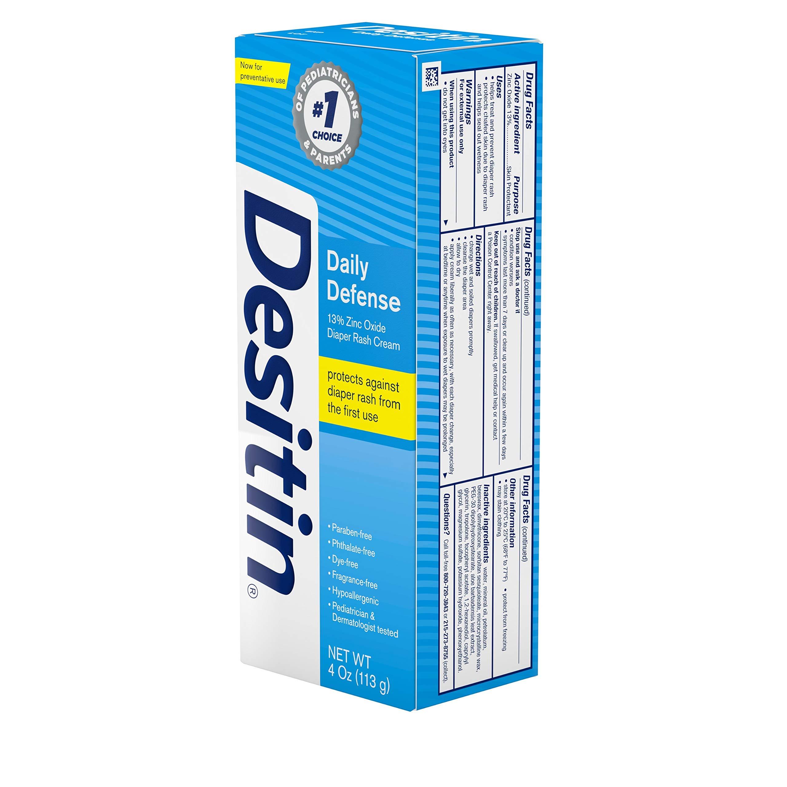 Desitin Desitin Daily Defense Baby Diaper Rash Cream with Zinc Oxide to Treat, Relieve & Prevent diaper rash, 4 oz