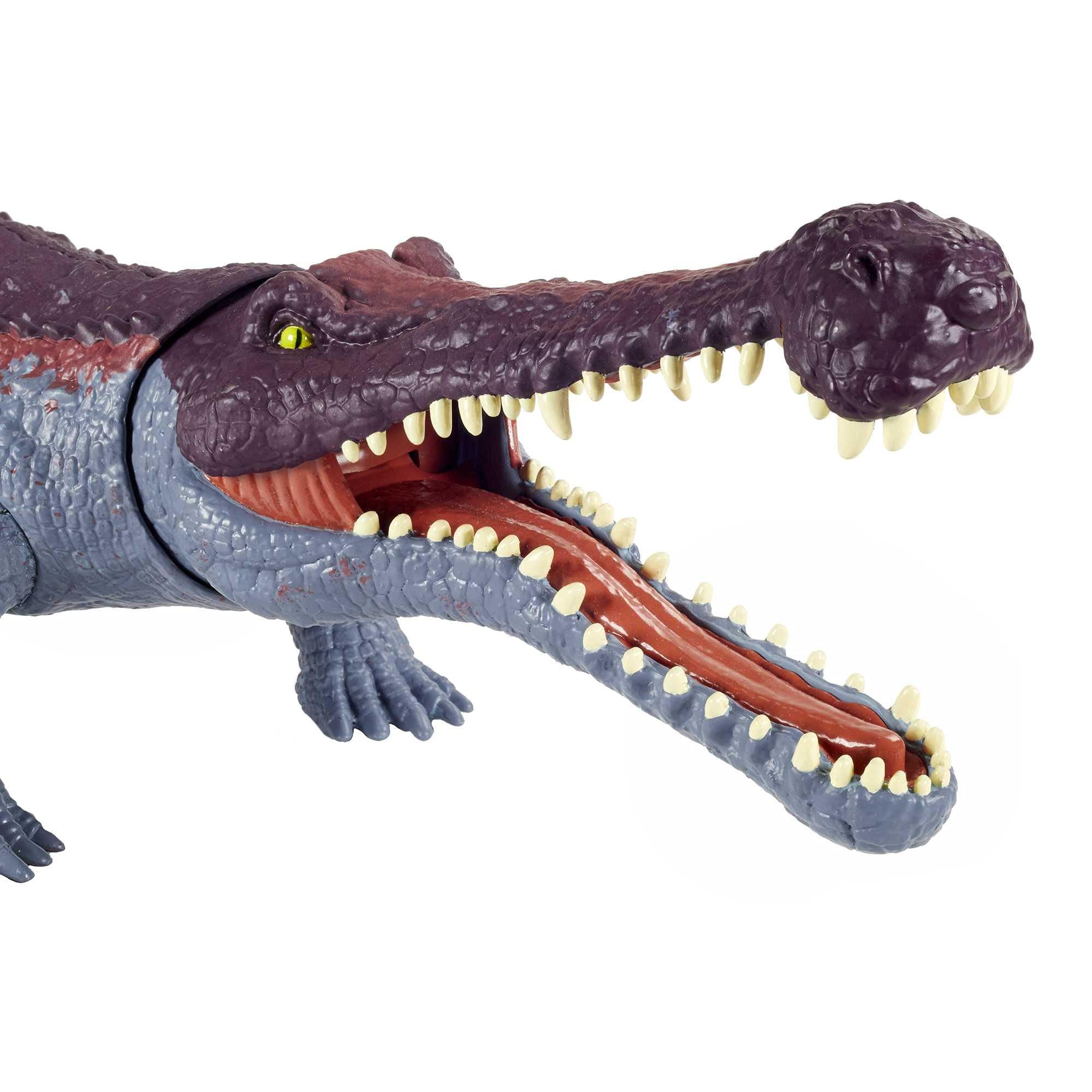 Jurassic World Toys Mattel Jurassic World Massive Biters Sarcosuchus Larger-Species Dinosaur Action Figure, Tail-Activated Strike & Chomp Action