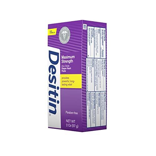 Desitin Desitin Maximum Strength Baby Diaper Rash Cream with 40% Zinc Oxide for Treatment, Relief & Prevention, Hypoallergenic, Phthalate- & Paraben-Free Paste, Travel Size, 2 oz (Pack of 6)