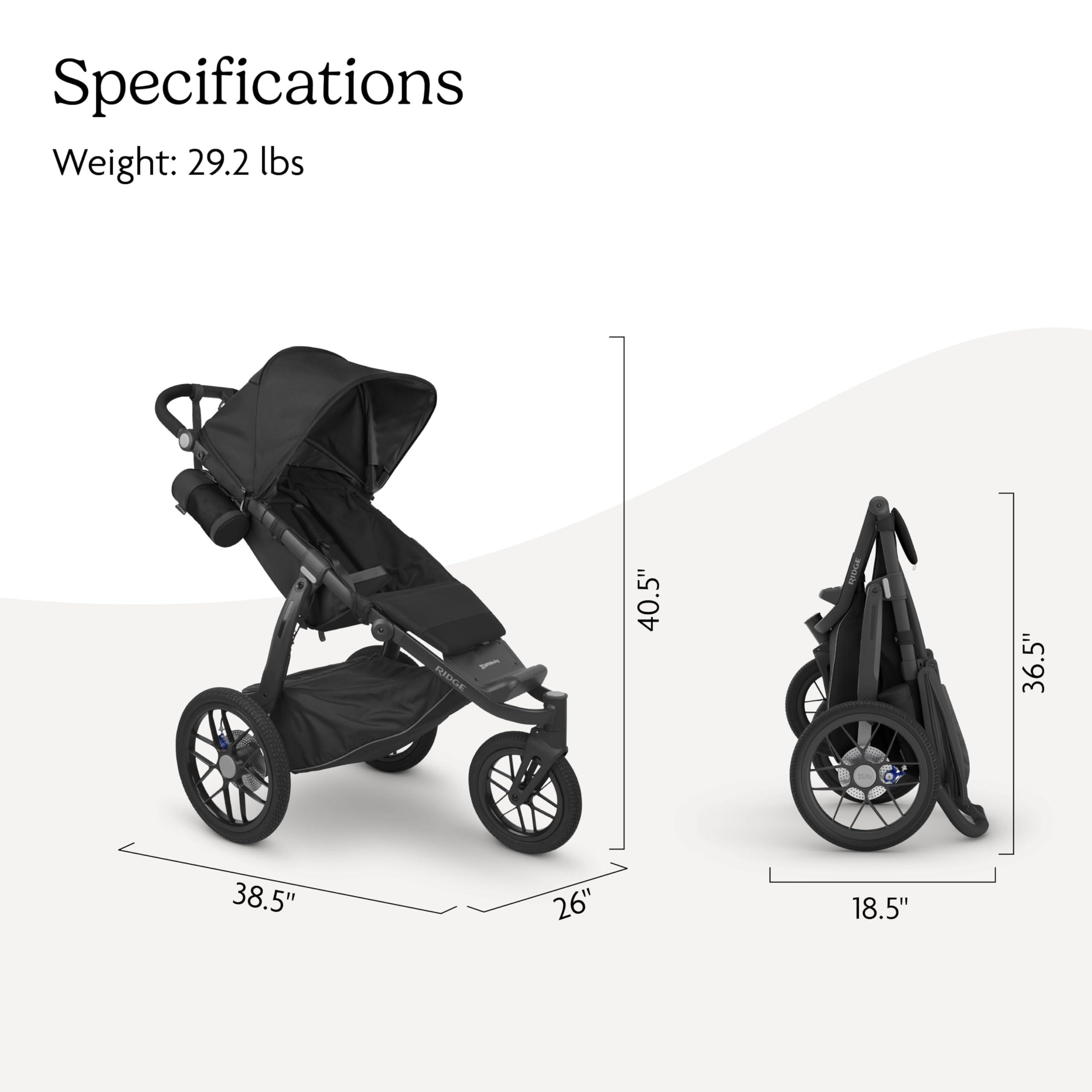 UPPAbaby UPPAbaby Ridge Jogging Stroller/Durable Performance Jogger with Never-Flat Tires/Built for Walking, Running, Hiking/Water Bottle Holder and Basket Cover Included/Jake (Charcoal/Carbon Frame)