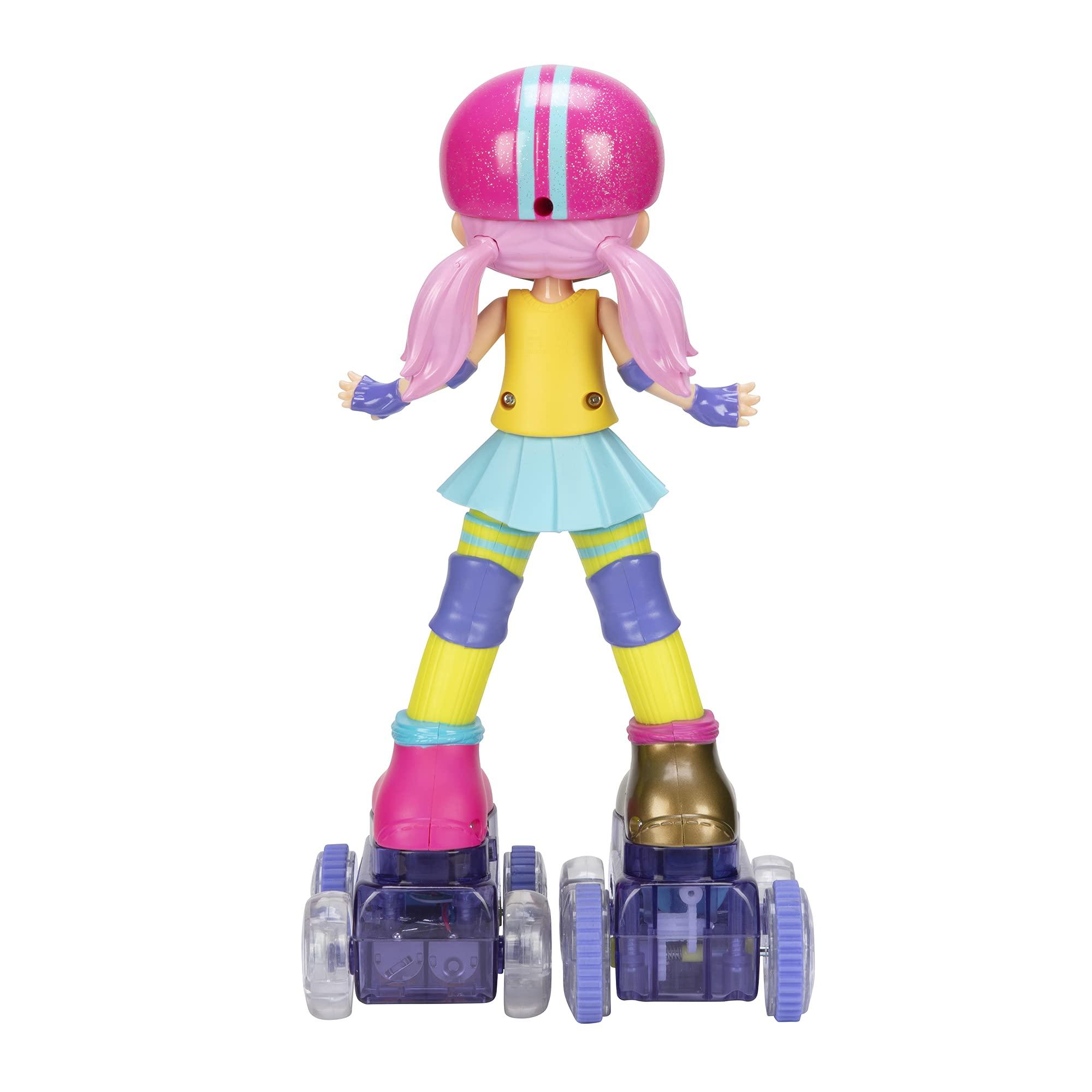 Roller Girl JAKKS Pacific Rock N Rollerskate Doll Rainbow Riley Light Up Remote Control Rollerskating Doll - Plays Music and Skates!, 10\" H