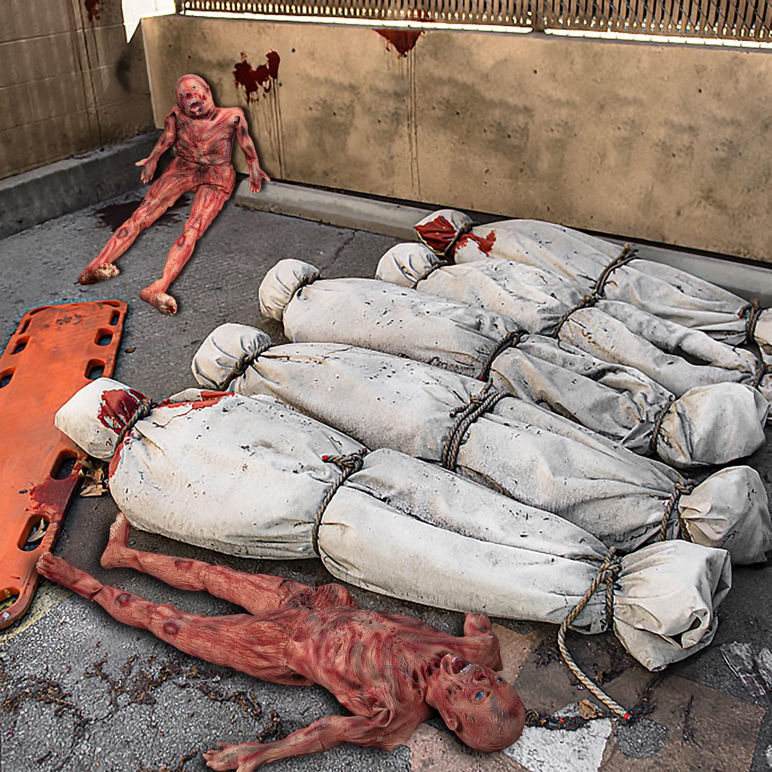 XONOR Halloween Bloody Full Body - 4.8ft Latex Skinned Hanging Corpse Torso Props for Haunted House Zombie Halloween Party Decoration(1Piece)