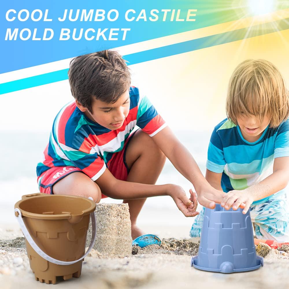 Anzmtosn Jumbo Avocado Castle Model Beach Gear 7\" Large Sand Buckets Pails Beach Water Pool Gardening Bath Toy Environmentally ABS Durable Thick Plastic Complete Gift Set Bundle for Kids Boys Girls