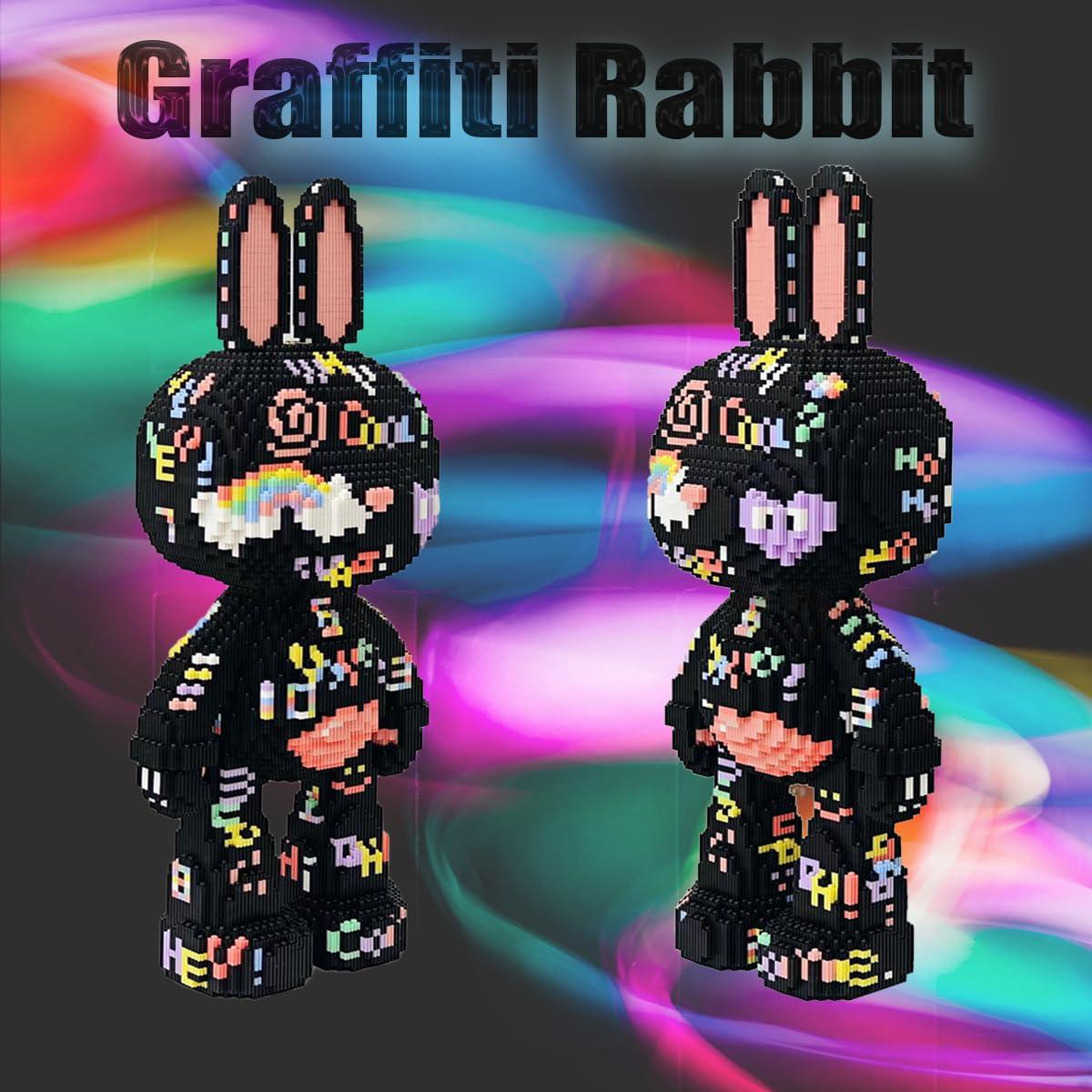 HONLANCH HONLANCH Animal Graffiti Rabbit Micro Building Blocks Set8000PCS 55cm High Series Gift for Adults and Kids