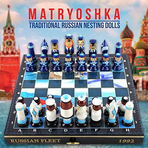 AEVVV Army Chess Set Navy - Russian Army Navy Chess Board and Hand Painted Pieces