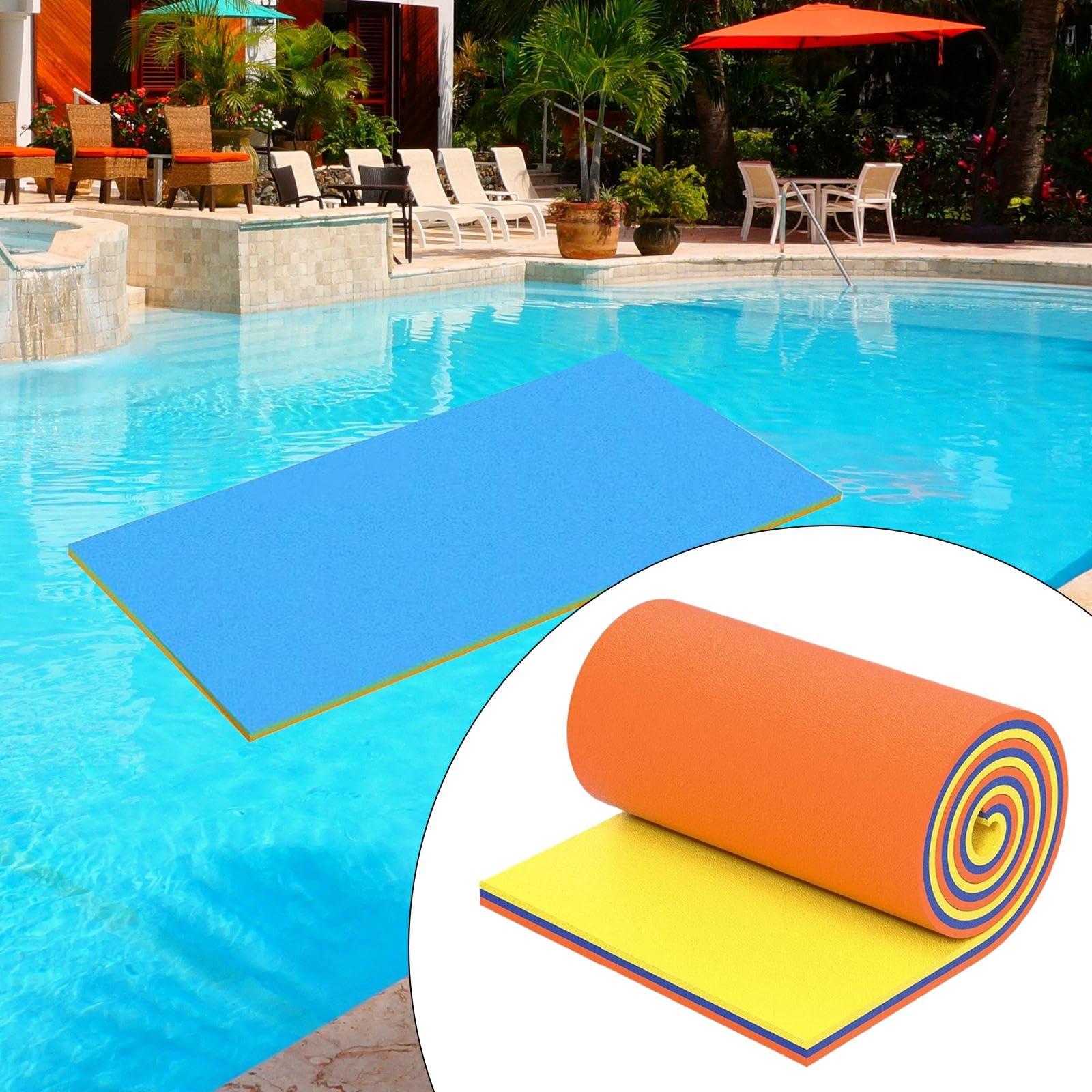 Vaveren Vaveren Water Float Mat Floats Mattress Play Float Raft for Pool Roll up Float Raft Float Pad for Lake River Beach Boat Adults, Yellow Blue Orange