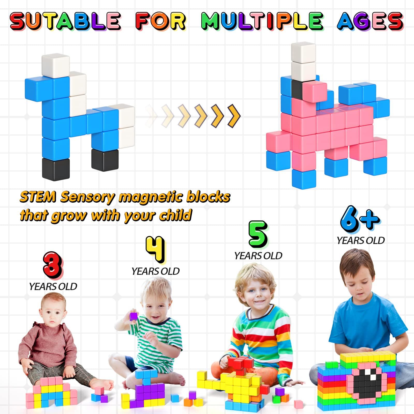 Apluses Apluses 96Pcs Magnetic Blocks, More Quantity can Create Bigger Buildings and Improve Children\'s Thinking