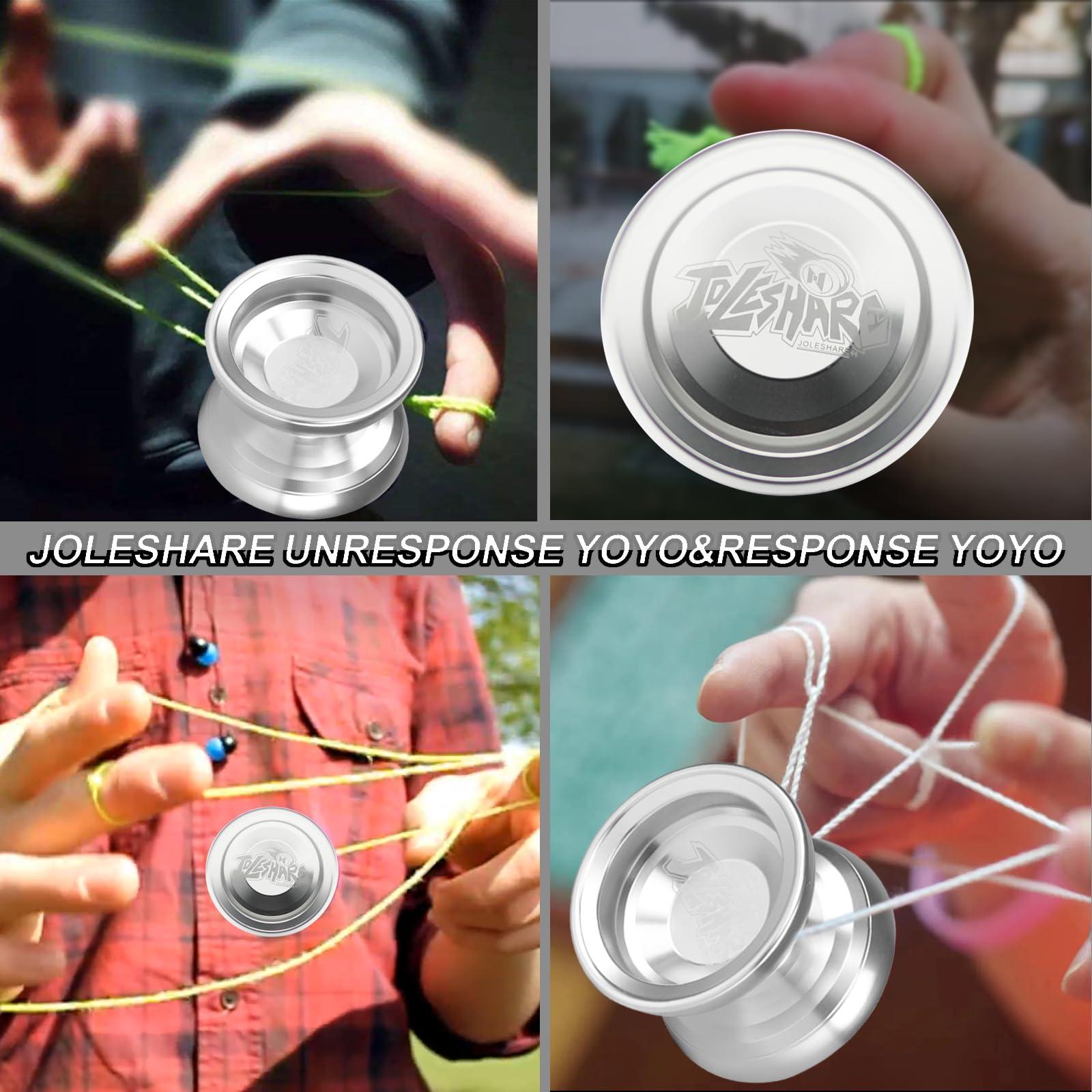 JOLESHARE JOLESHARE Professional Unresponsive Yoyo for Pros and Responsive Yoyos for Kids Beginners, Package Includes Replaceable Responsive Bearings, yo-yo Gloves, and 5 yo-yo Cords(Silver)