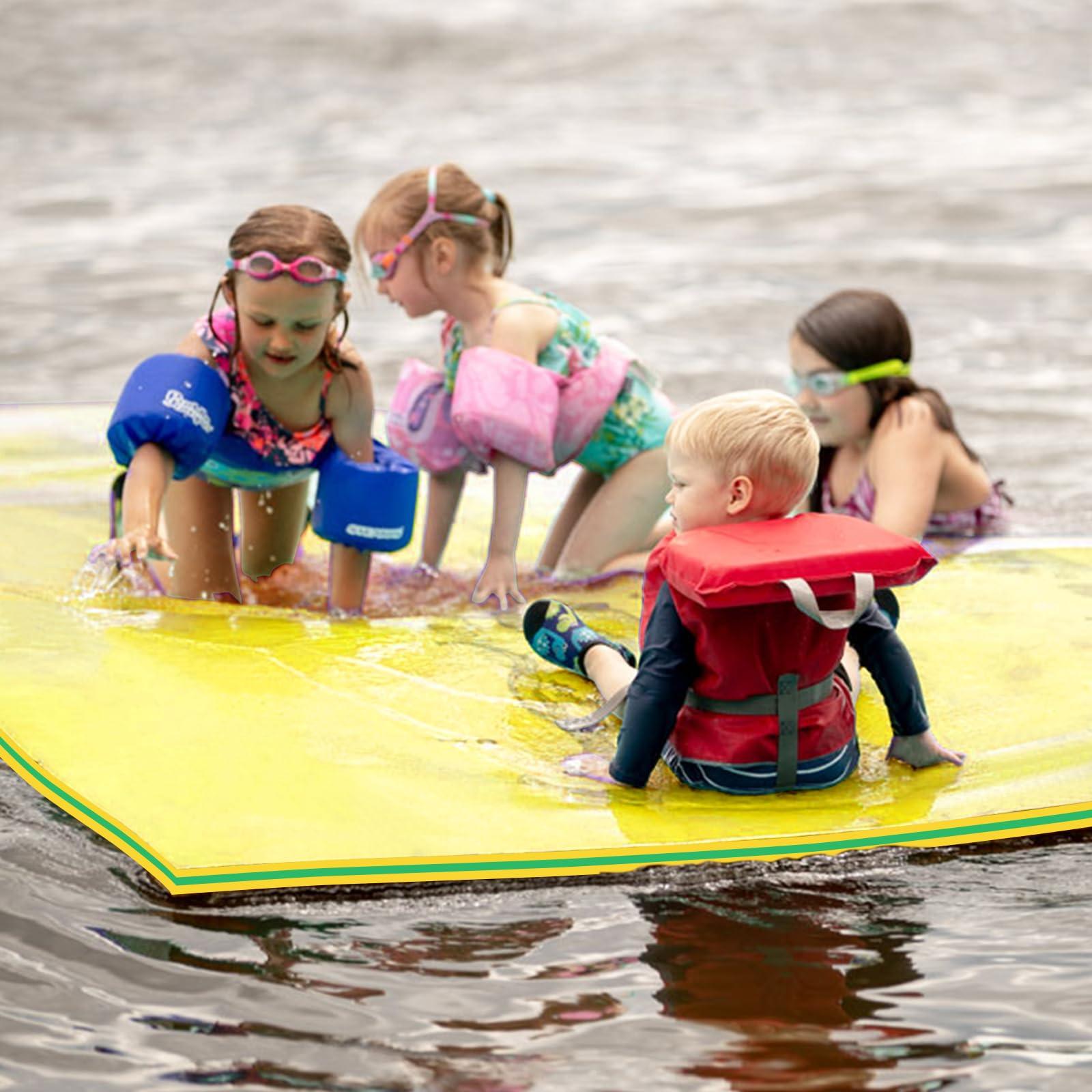 GUINGFUN GUINGFUN 9/12/18FT 3-Layer Lily Pad Floating Mat, Double-Sided Use Floating Water Mat, Floating Mat for Lake, Water Mat Suitable for Adult and Children(12FT Yellow)