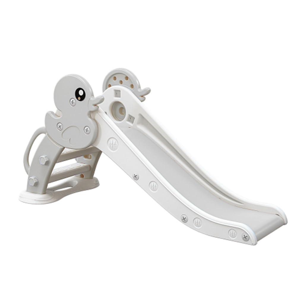 ToysCentral Basics Kid Slide for Toddler Age 1-3 Indoor Plastic Slide Outdoor Playground Climber Slide (Duck Grey White)