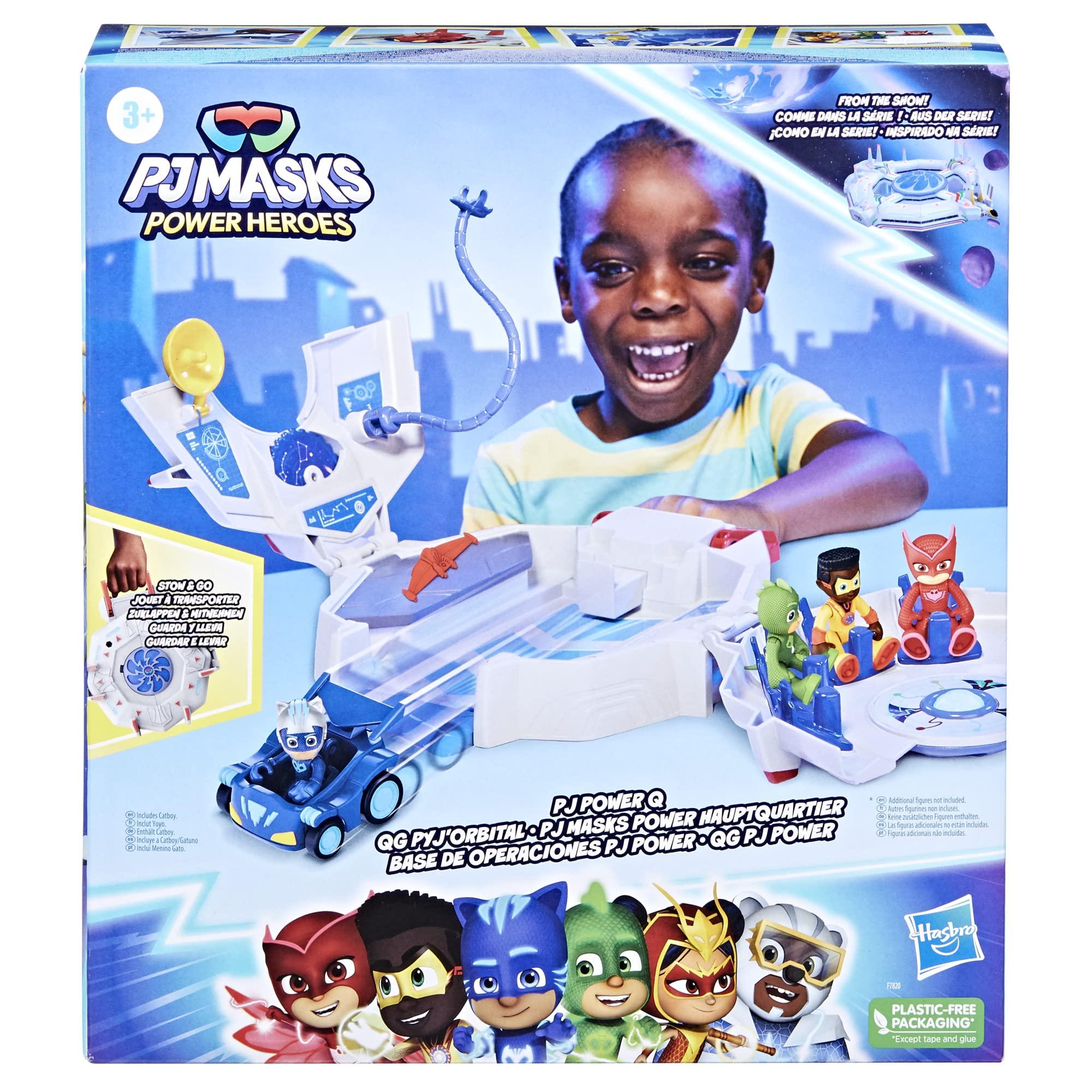 PJ Masks PJ Masks Power Heroes PJ Power Q Playset, Headquarters Set with Car and Figure, Superhero Toys for 3 Year Old Boys and Girls and Up