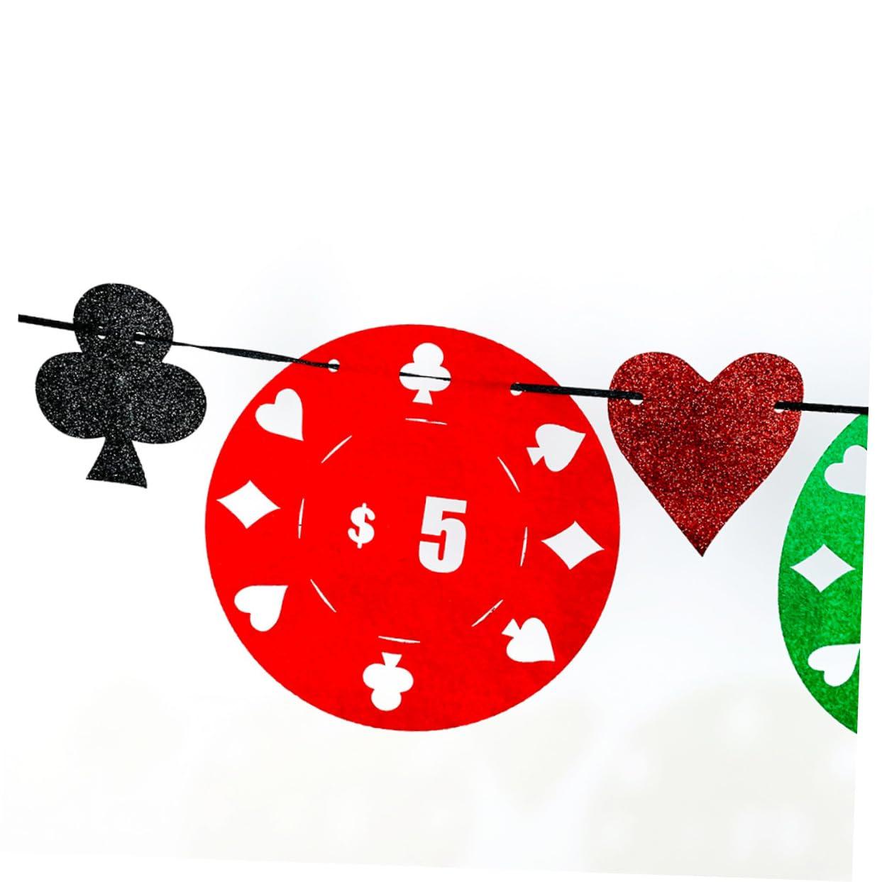 ibasenice ibasenice 1pc Hen Party Supplies Party Supplies Las Vegas Banner Poker Banner Birthday Bunting Banners Hens Bachelorette Party Props Decorations Bride At Night