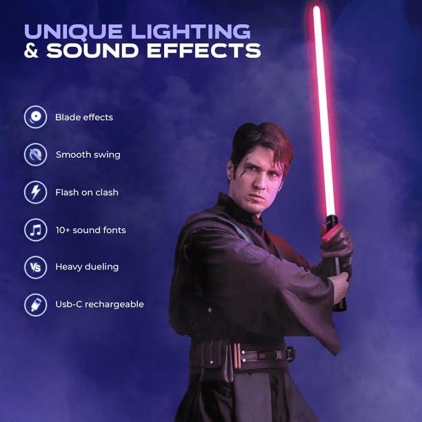 SaberX First Steps Lightsaber by SaberX: Duel-Ready, Color-Changing, 50w LED, Sound Effects, Aircraft Aluminum, Polycarbonate Blade, Ergonomic Handle, Ideal for Beginners & Enthusiasts, 92cm Xenopixel-Silver