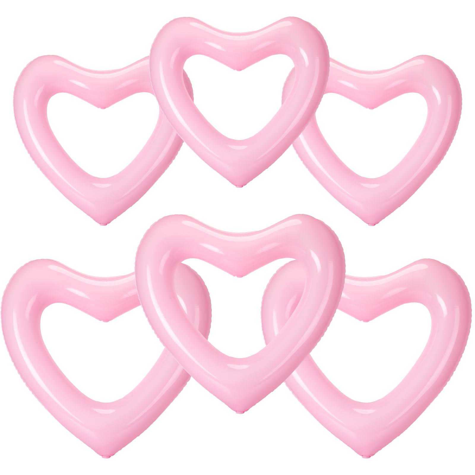 Lenwen Lenwen 6 Pack Inflatable Heart Pool Float 43''/ 31'' Blow up Heart Shaped Swimming Tube for Valentines Wedding Bachelorette Bride Pool Floaty Beach Party Toys Gifts(Pink)