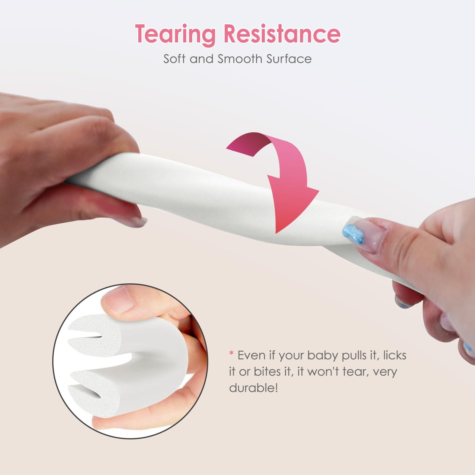 kert Baby Proof Corners and Edges, (Large 16.5FT Edge +8 Corners) Baby Proofing Corner Guards, Soft Rubber Foam Edge Protector, Furniture Tables Bumper Guard for Baby Safety, White