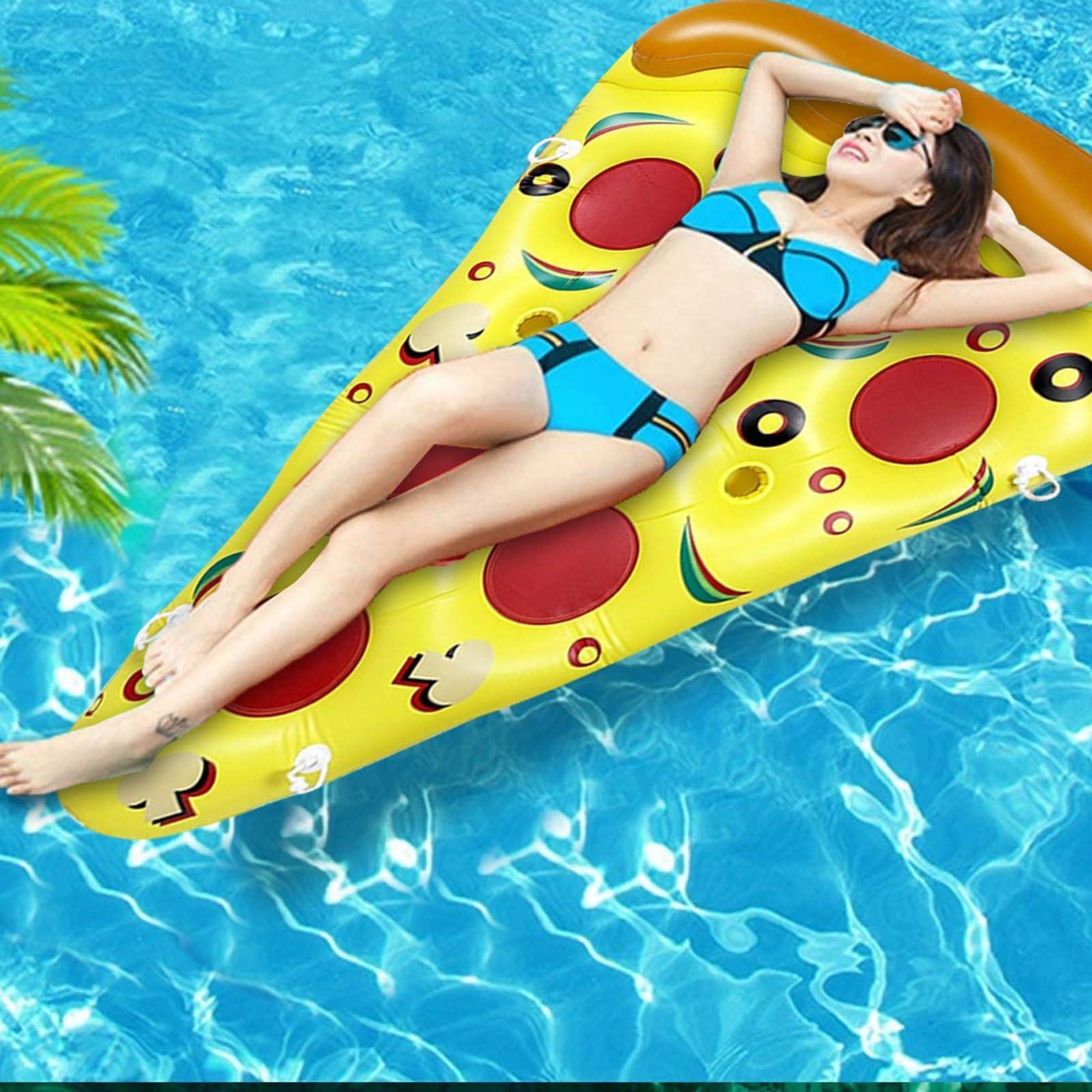 ROTORS ROTORS Inflatable Pizza Float Outdoor Deluxe Pizza Slice Pool Float Summer Water Lounger Color Entertainment Floating Bed Pool Ride Swimming Fun Decoration for Parties, Events