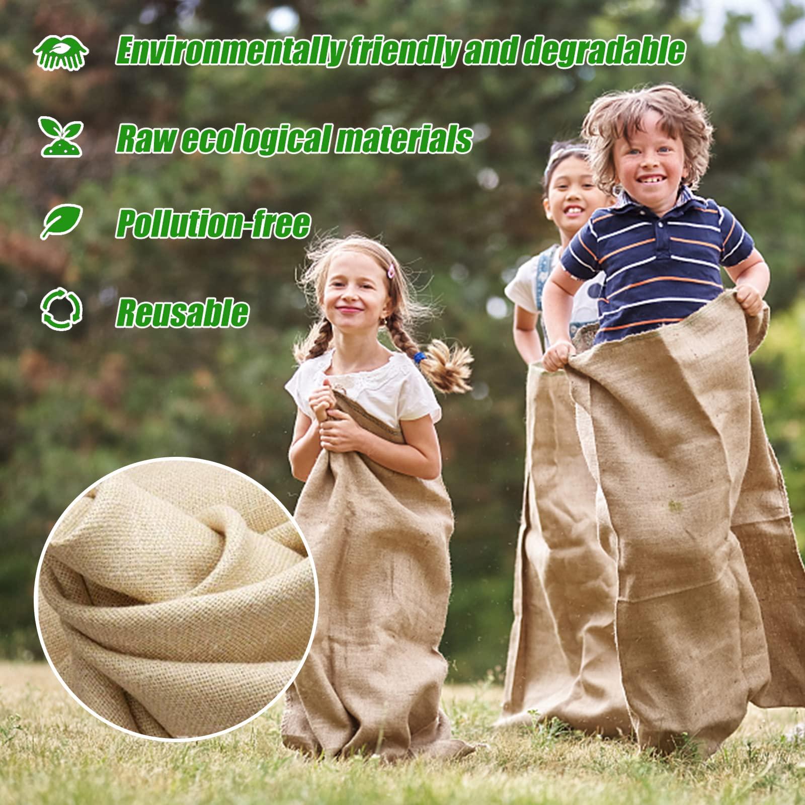 Xlong 18 PCS Large Burlap Potato Sack Race Bags,24\"x40\" Sack Race Burlap Bags 4 Pack,Outdoor Games for Kids Adults,3 Legged Race Bands,Fun for 4th of July BBQ,Birthday Party Family Reunion Games