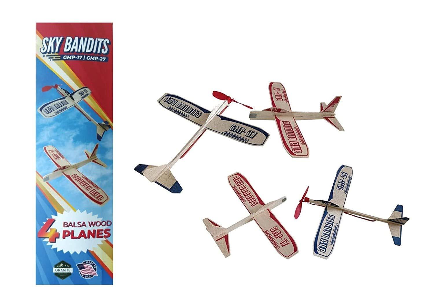 Balsa Wood Airplane Gliders And Propeller Plane Toys Set 10 Wooden Airplane Kits 2 Rubberband Powered Propellor Planes 2 Large Balsa Wood Glider Planes an 6 Small Gliders Model Toy Airplane Kit