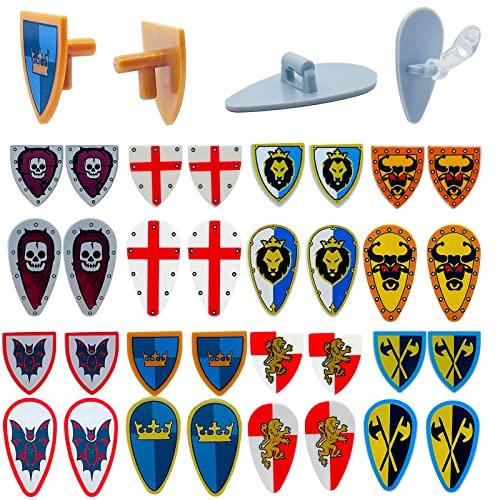 MIUTRUE MIUTRUE Medieval Knight Weapons Pack Accessories Set Building Block Toy Armor Helmet Shield Bow Arrow Designed for Mini Figures Gift for Kids Boys Grils Building Kits Toys