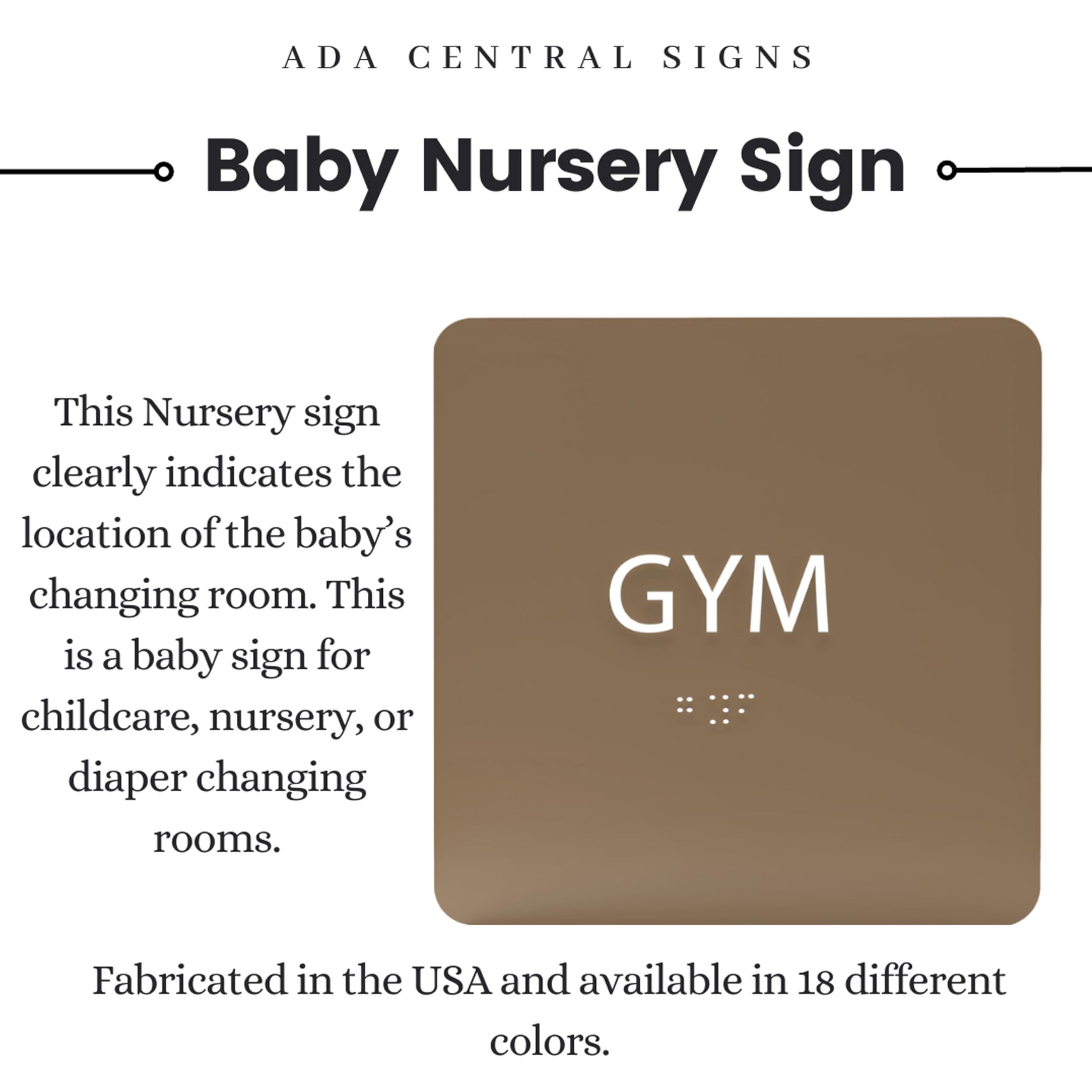 ADA Central Signs ADA CENTRAL SIGNS - 6" X6" Baby Nursery Sign - ADA Compliant Tactile Graphics Grade 2 Braille Text Acrylic Wall Sign| Mothers Room Child Care Baby Changing Area Signs for Hospital, Clinic, & Apartment
