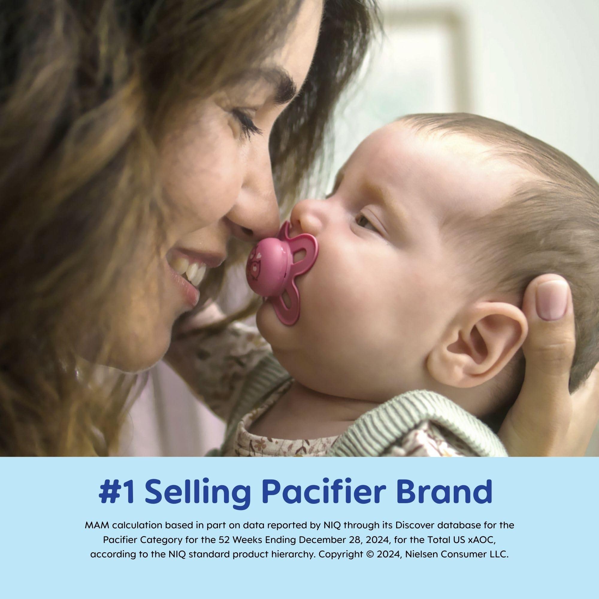 MAM MAM Original Start Matte Newborn Baby Pacifier, Best Pacifier for Breastfed Babies, Sterilizer Case, Unisex, 0-3 Months (Pack of 2)