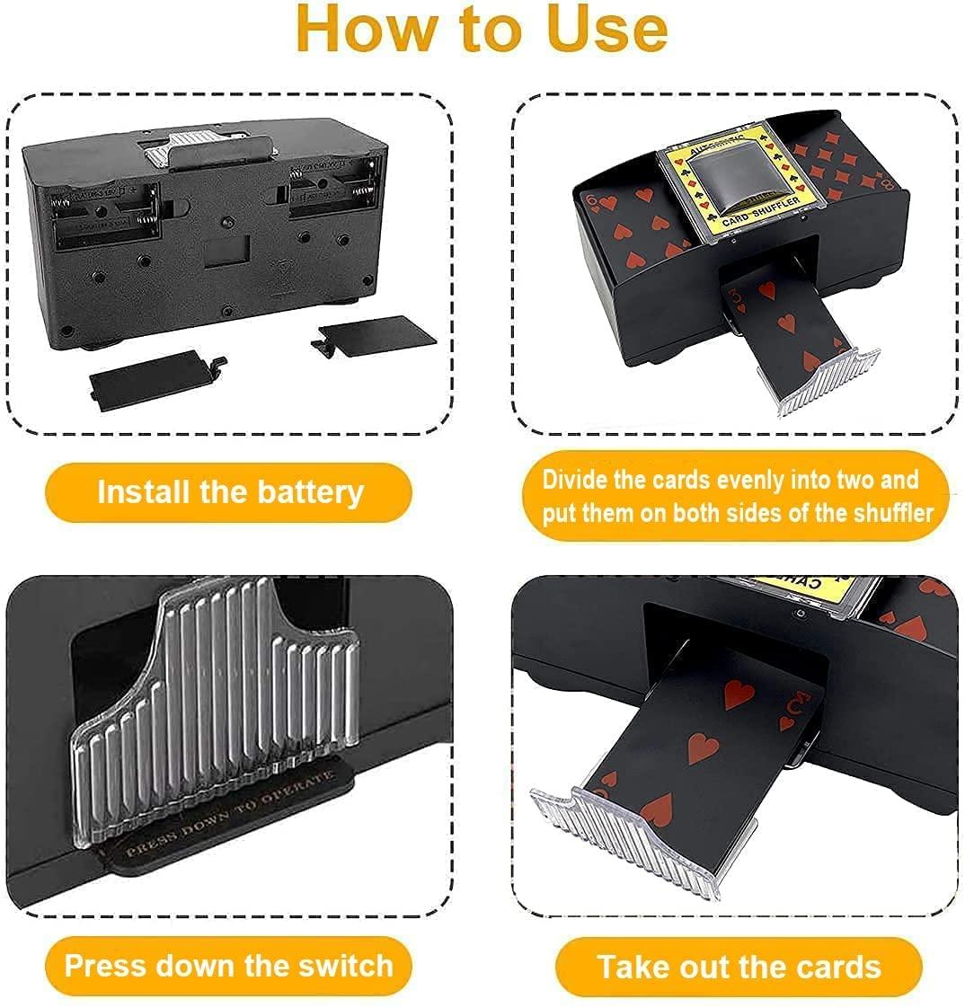 Nileole Nileole 2 Decks Automatic Card Shuffler, Battery-Powered Shuffler for UNO, Phase10, Texas Hold'em, Poker, Home Card Games, Blackjack, Party Club
