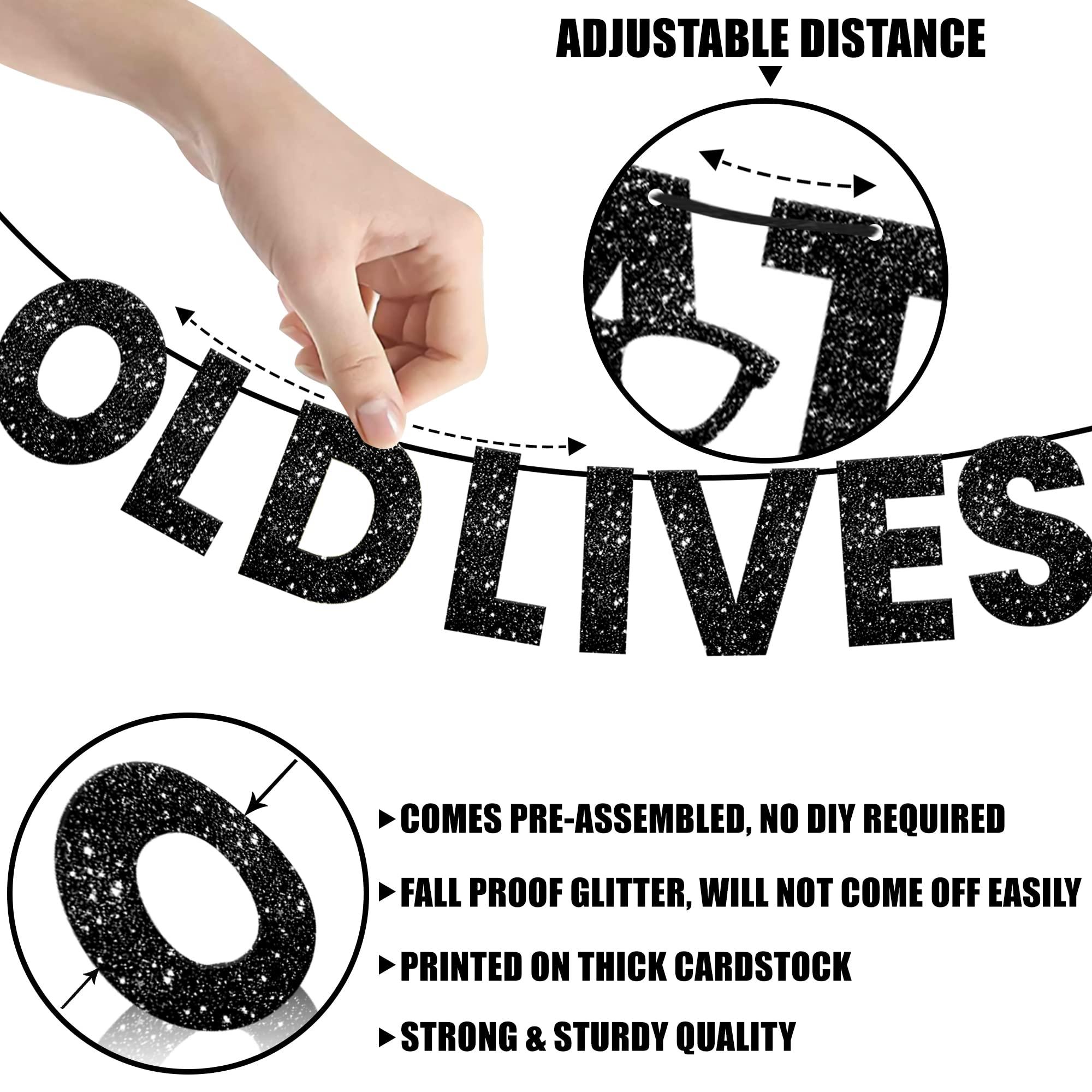 KatchOn KatchOn, Black Old Lives Matter Banner - Glitter, 10 Feet | Old Lives Matter Black for Retirement Party Decorations Men | Old Lives Still Matter Black, Over The Hill Old Man Birthday Decorations