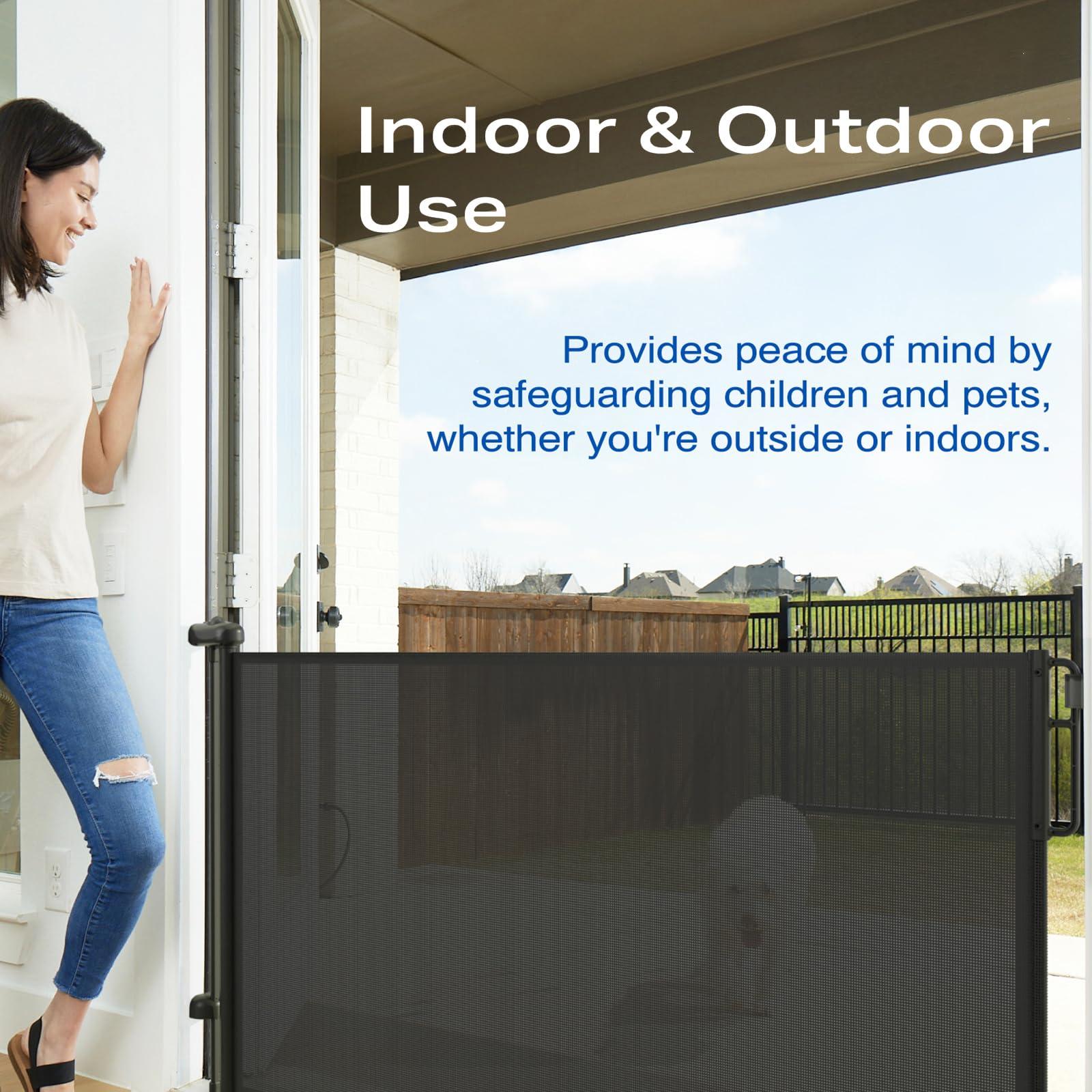 Cumbor Cumbor 2-Pack Retractable Baby Gates for Stairs,55" Wide Soft Mesh Baby Gate for Dogs with One Hand Opening, 34" Tall Toddler Gate with Child-Proof Top Lock for Bedroom,Indoor/Outdoor, Black