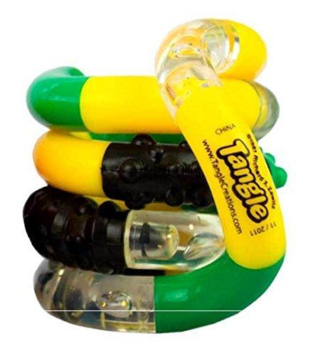 TANGLE Tangle Jr. Brain Tools Textured Sensory Fidget Toy, 3 Pack, Green Yellow Black, Blue Orange Green, Red Pink Blue