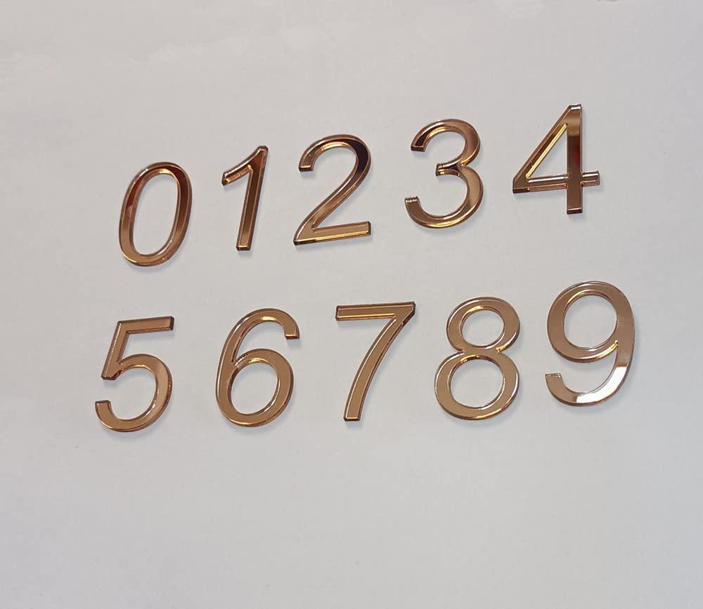 Yuxuanish Rose Gold Mirror Acrylic Numbers 0-9,Wedding Table Numbers,DIY Acrylic Cake topper Numbers