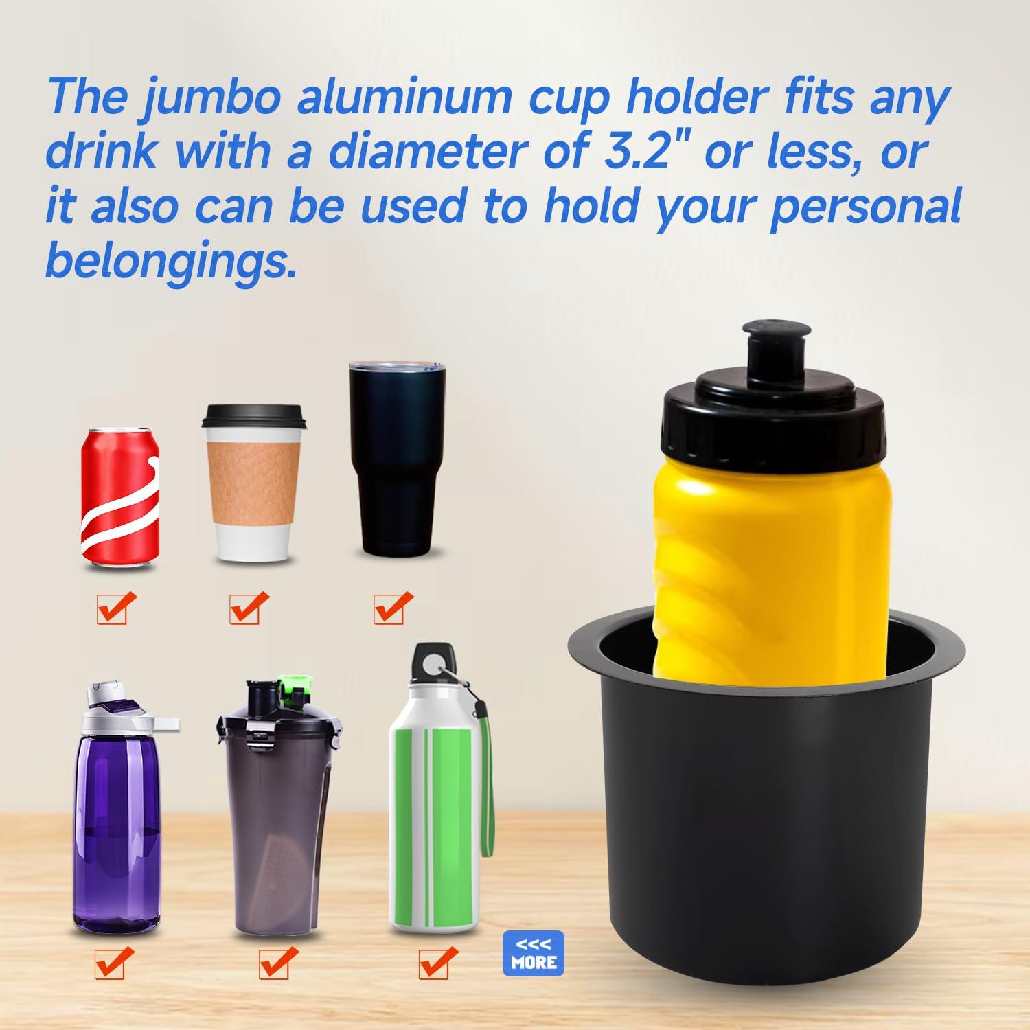 GSE Games & Sports Expert GSE Games & Sports Expert Jumbo Aluminum Cup Holder, Drop-in Cup Holder for Casino Poker Tables, Work Desks, Boats, RVs, Cars & Trucks (Black, 50-Pack)