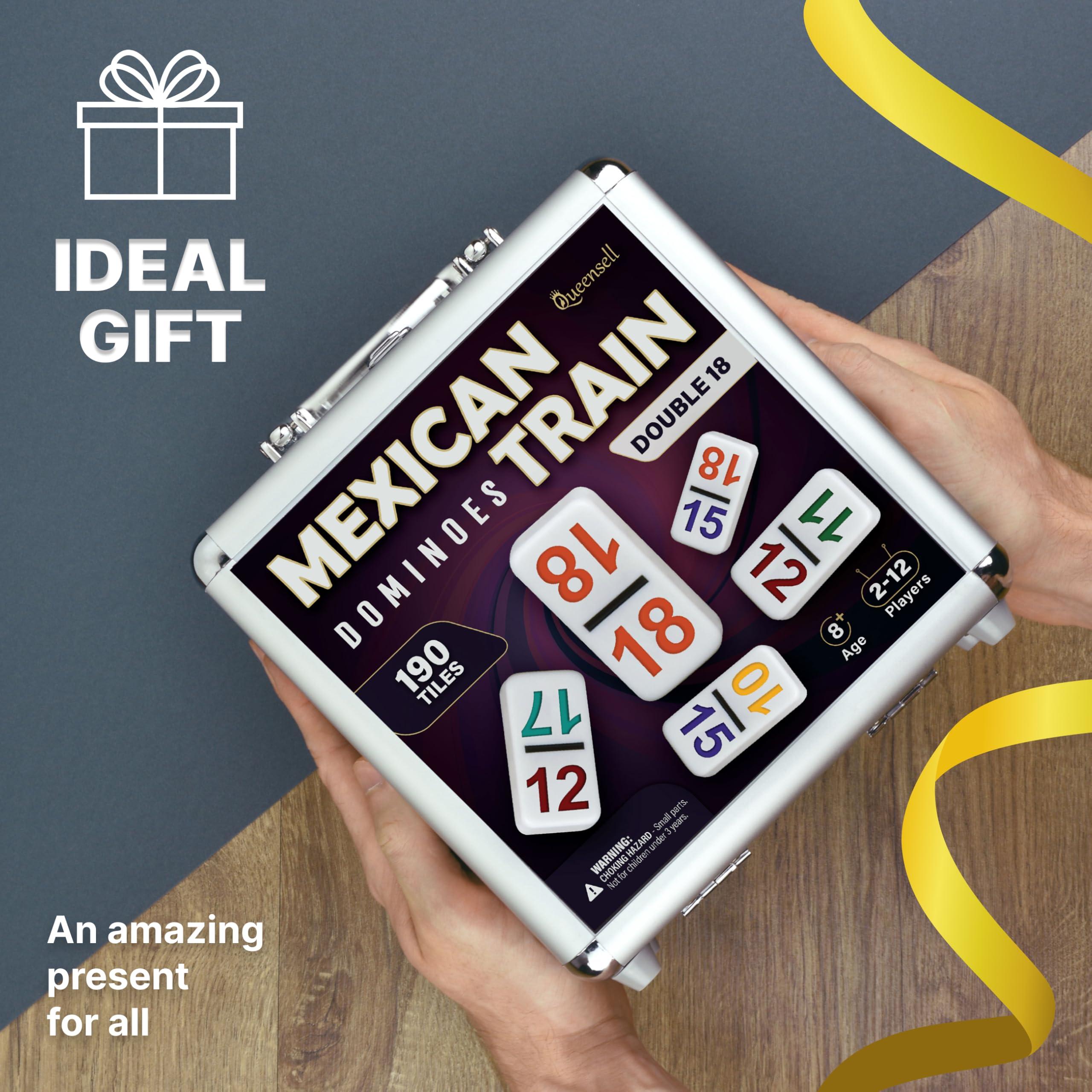 Queensell Play Money Suitable for Monopoly Board Game 480 pcs of 60 Each Bill Denomination + Mexican Train Dominoes Set with Numbers - Double 18 Dominos Set for Adults and Kids