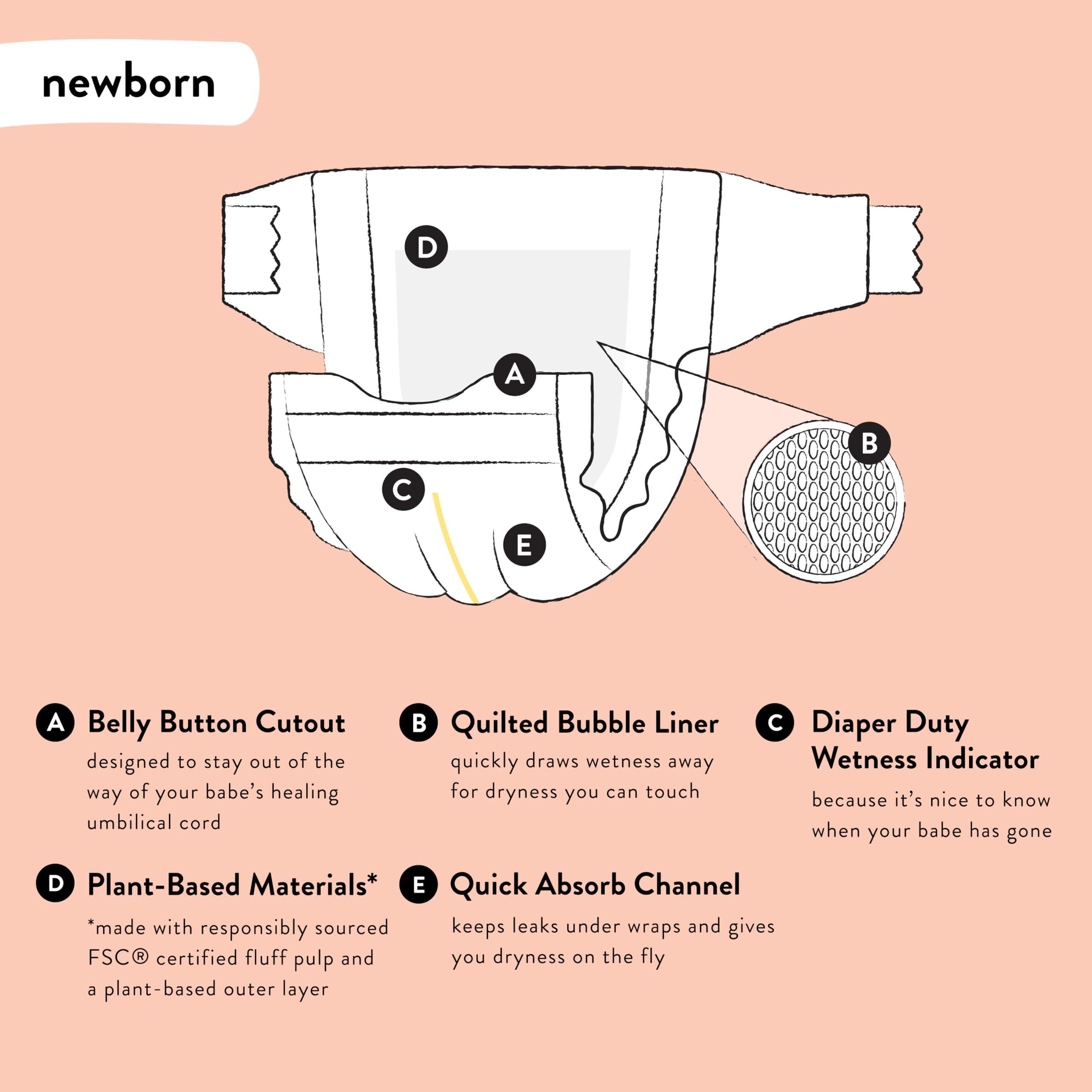 The Honest Company The Honest Company Clean Conscious Diapers for Sensitive Skin | Hypoallergenic, Fragrance Free | Girl Prints | Club Box, Size Newborn, 72 Count