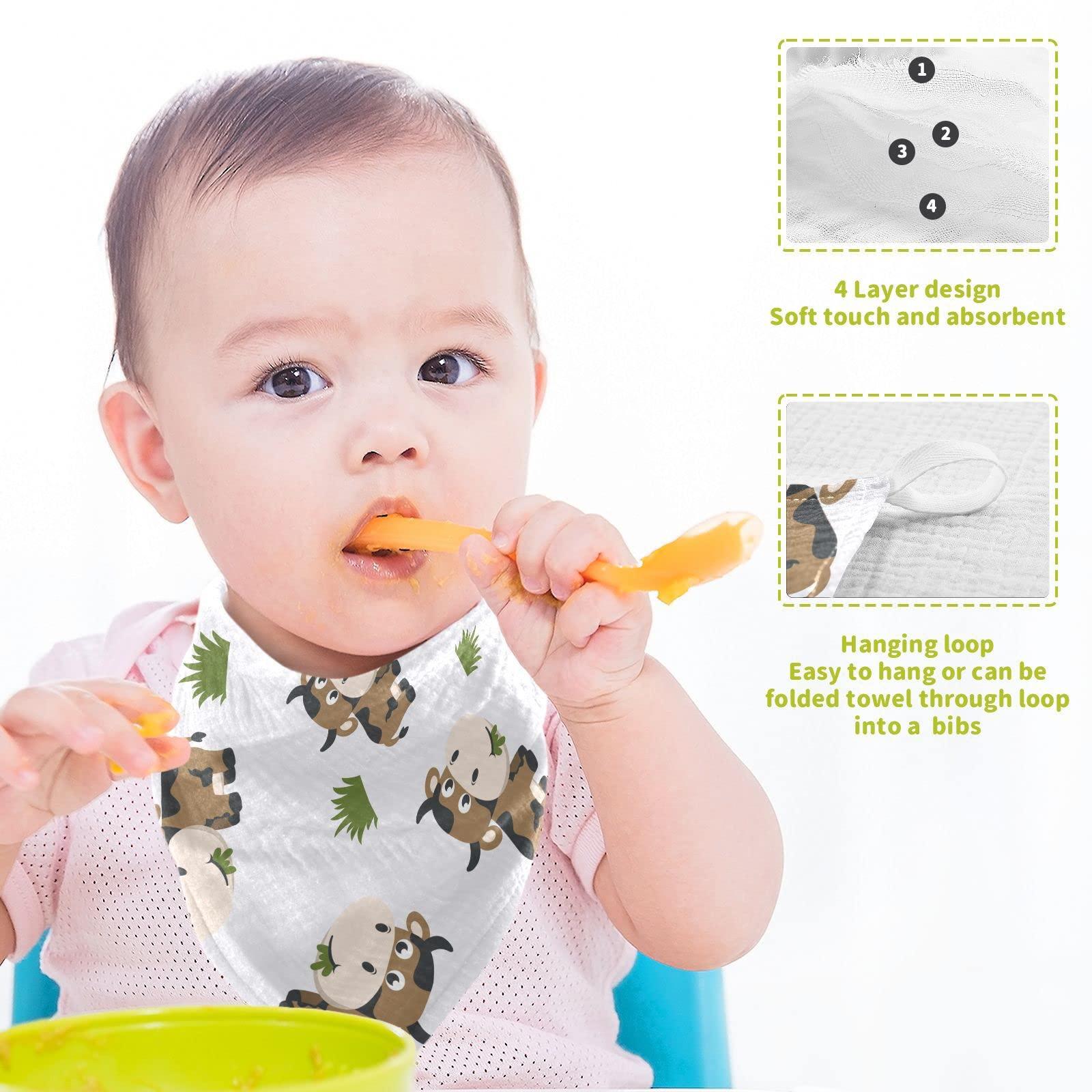 vvfelixl vvfelixl Baby Washcloths Cotton Brown Cow Grass Baby Muslin Washcloths Soft Baby Face Towel for Newborn Infants Baby Wipes, 11.8 X 11.8 Inch, 3 Pack