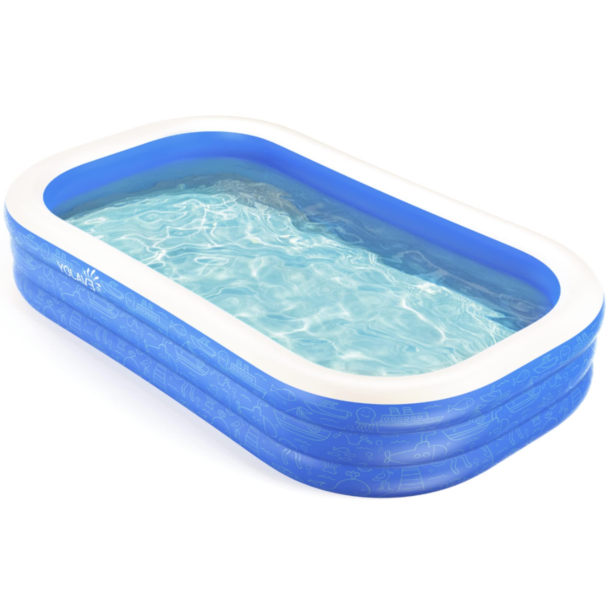 Evajoy Evajoy Inflatable Pool, Family Size Swimming Pool for Kids Adults Backyard, Blue (EJ-HF021-2)