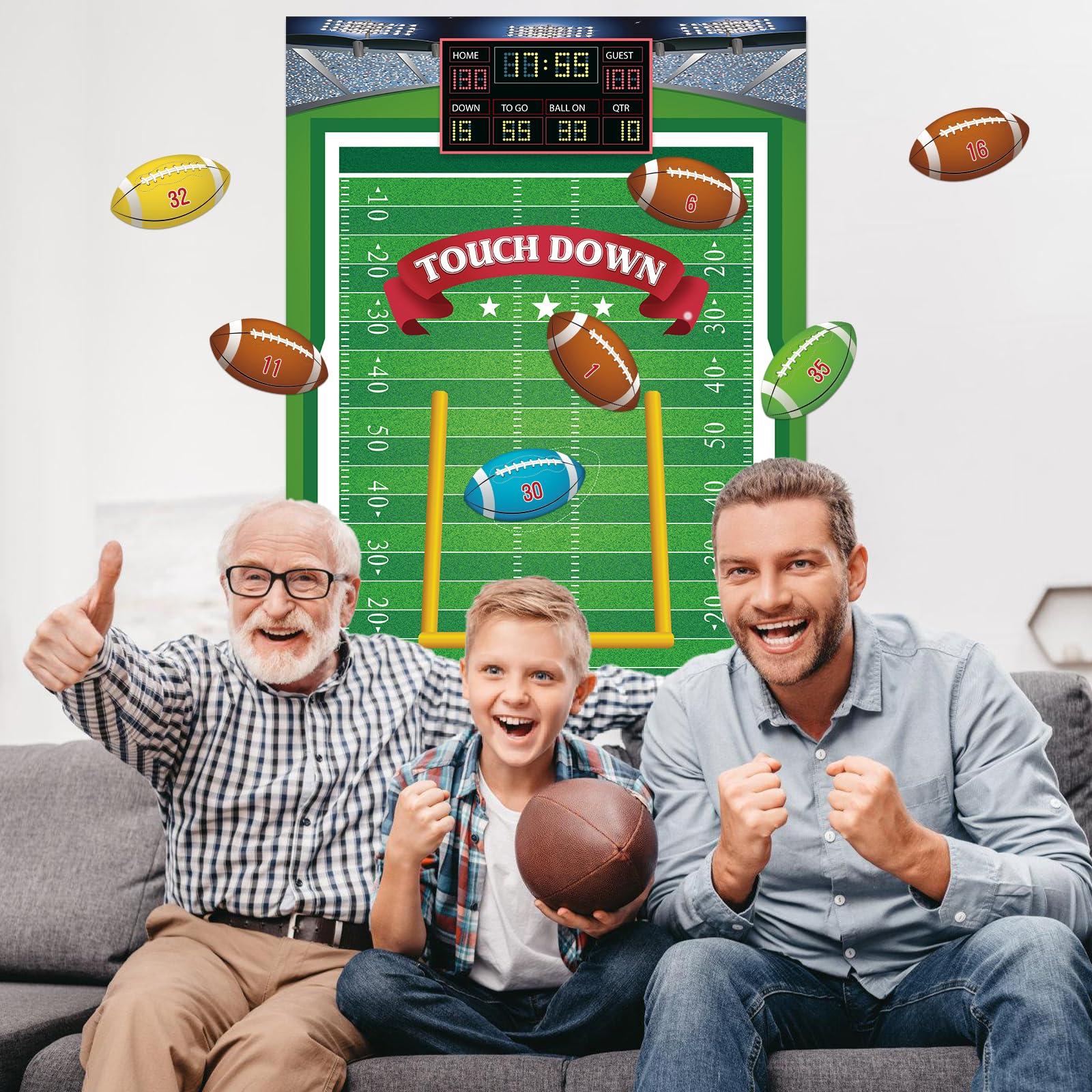 Hxezoc Hxezoc Pin The Football On The Goalpost Game With 36 Pcs Football Stickers, Large Football Party Games Poster for Kids Birthday Party, Carnival Party Decoration Supplies