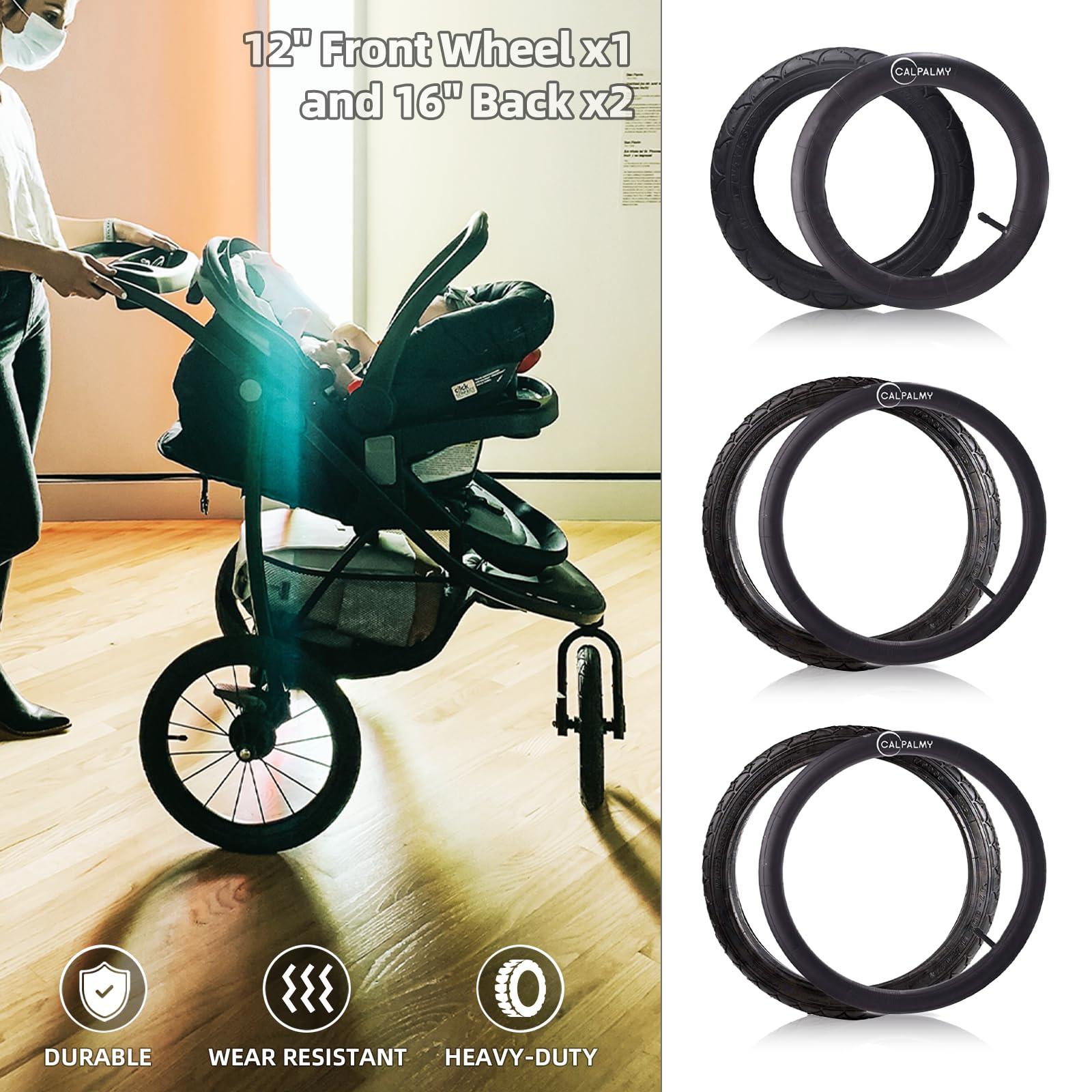 CALPALMY 12.5'' Front and 16'' Back Stroller Wheel Replacement Tubes and Tires