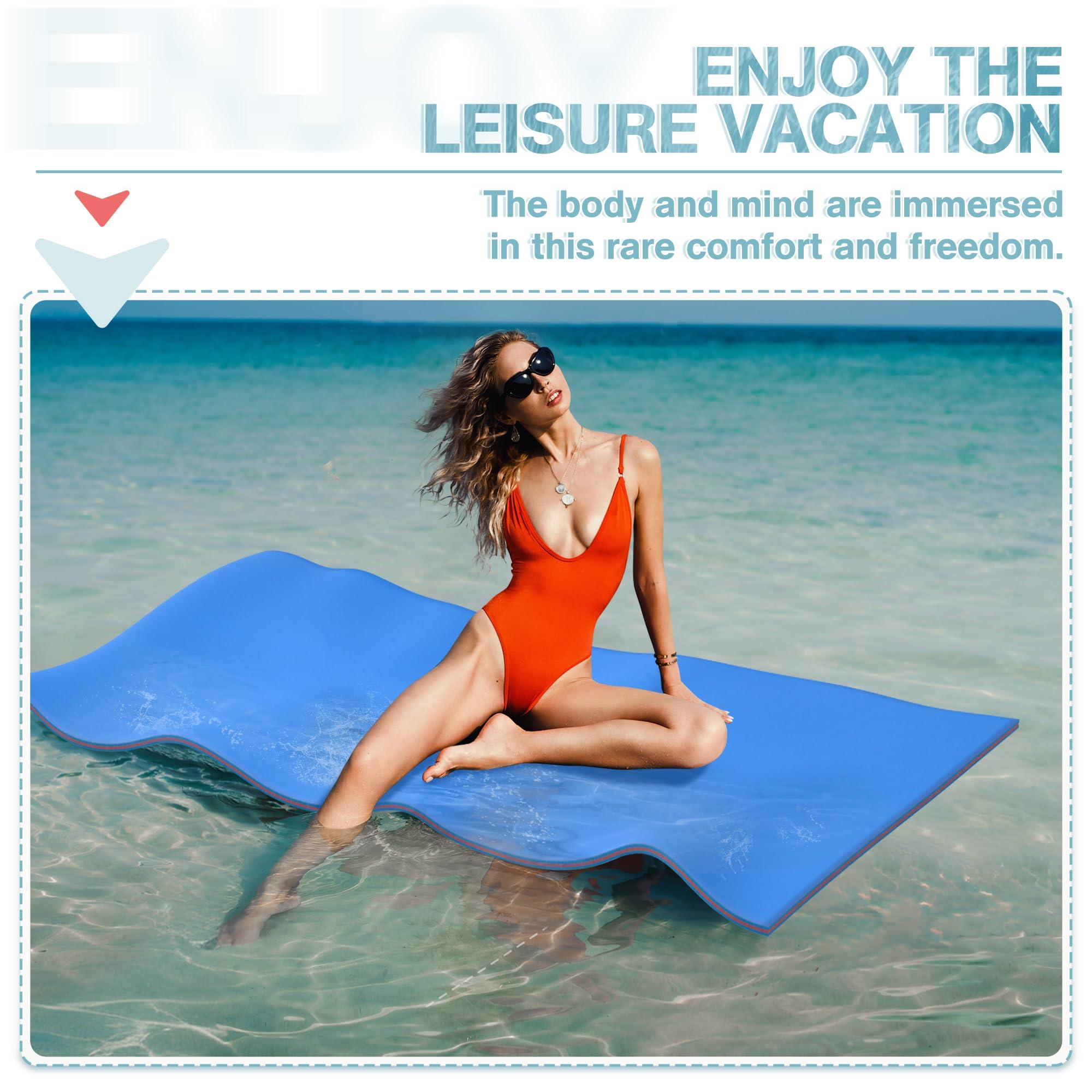 OUTROAD OUTDOOR CAMPING GARDEN PATIO Outroad 6FT Floating Water Pad Mat, 3 Layers XPE Foam Lily Pad for Beach, Ocean, Lake, Roll-Up Floating Island for Water Recreation and Relaxing, Blue